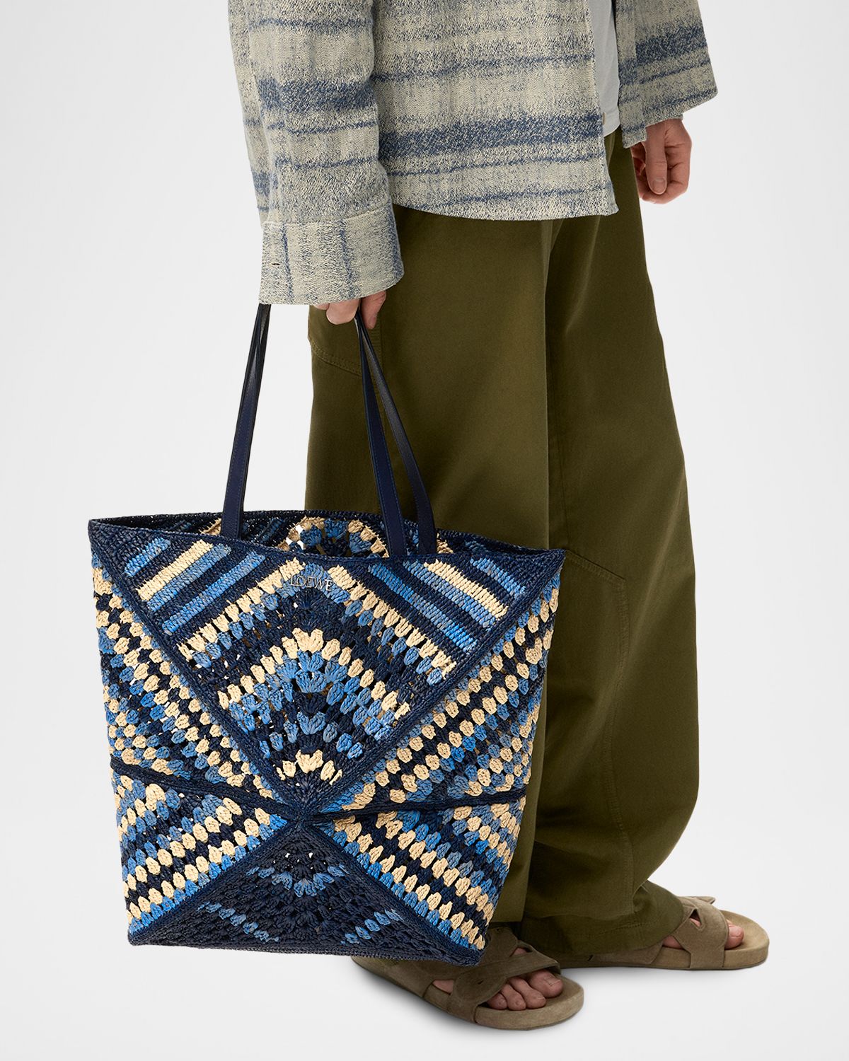 Loewe x Paula's Ibiza Men 's Puzzle Fold XL Raffia Tote Bag