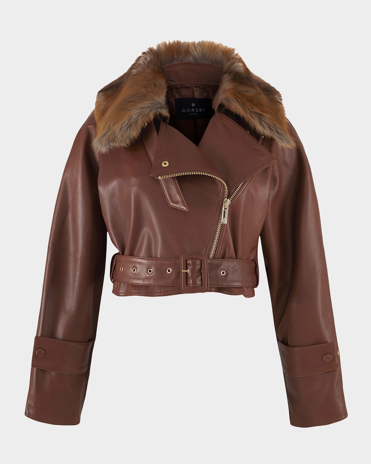 Gorski Select Lamb Leather Moto Jacket With Detachable Lamb Shearling Collar