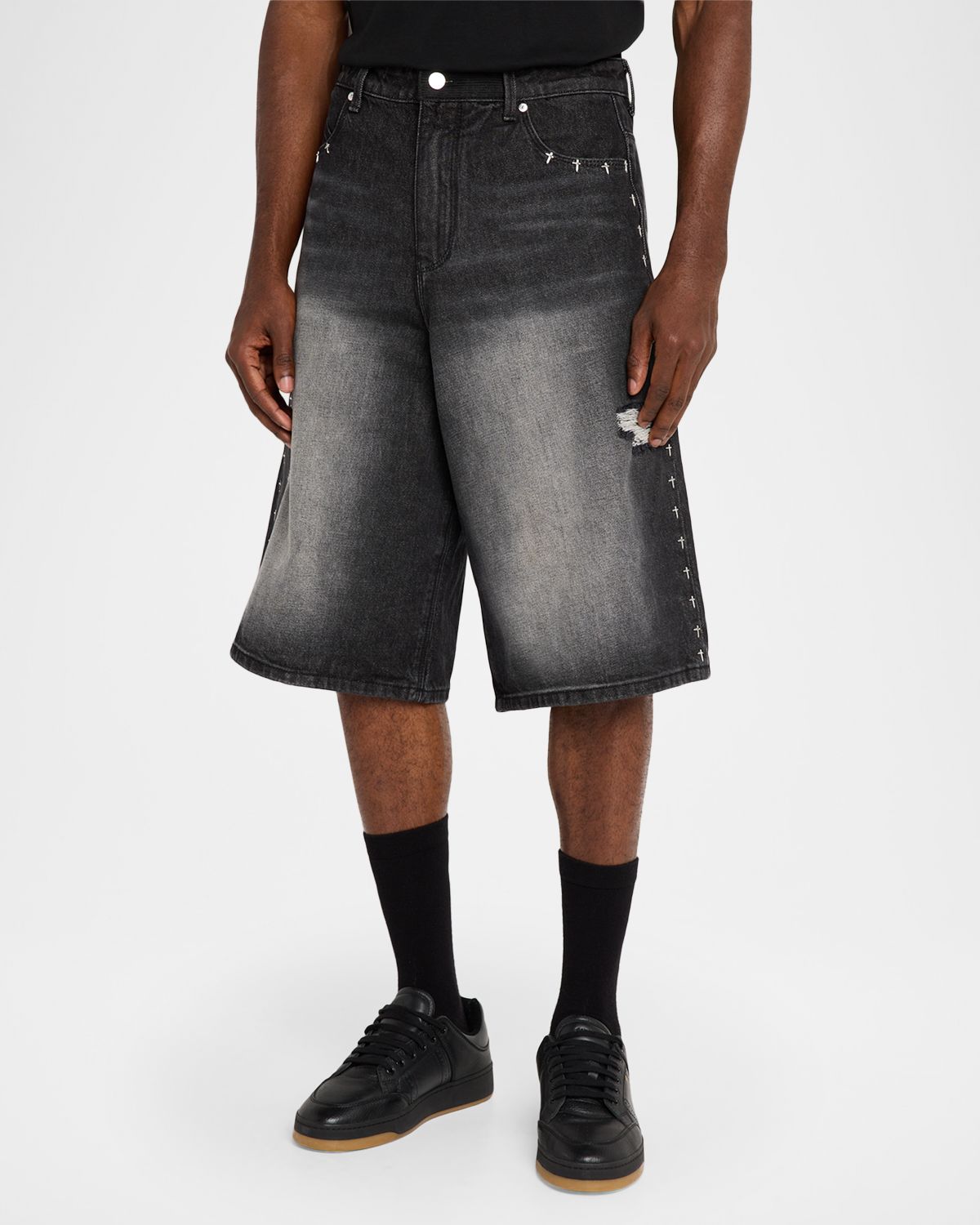 RTA Men 's Chaparral Gustavo Oversized Denim Bermuda Shorts | Thumbnail 4 RTA Men 's Chaparral Gustavo Oversized Denim Bermuda Shorts | Thumbnail 4