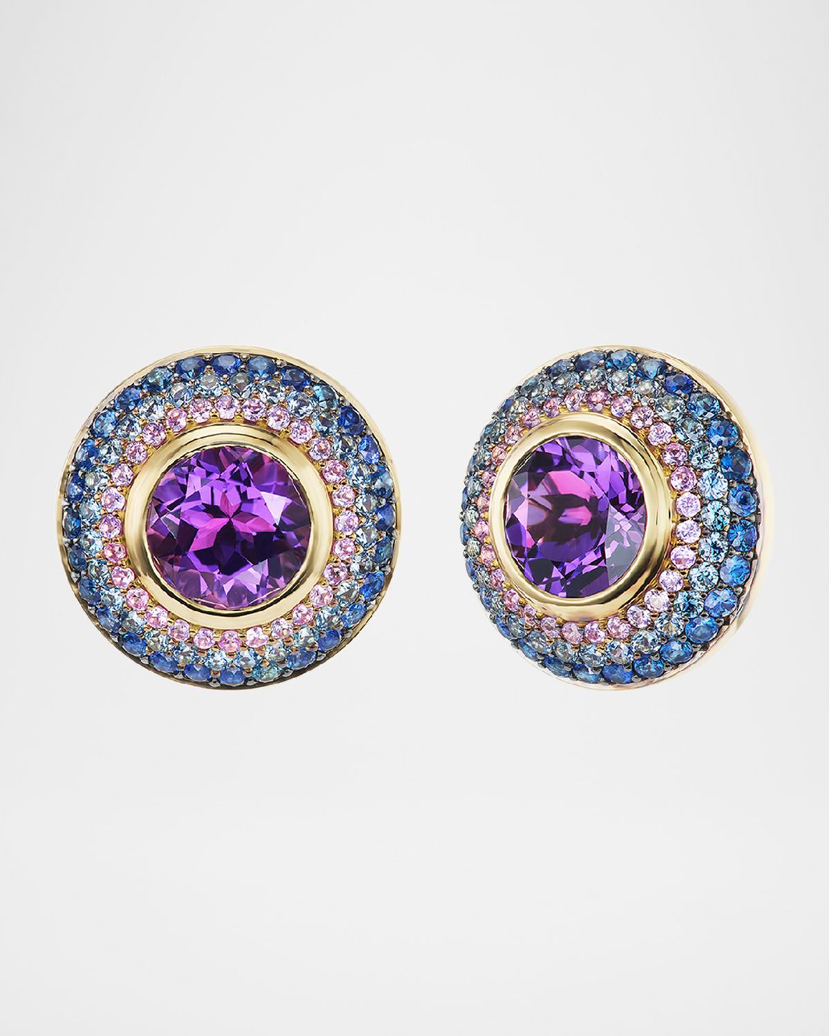 Emily P. Wheeler Ombre Button Stud Earrings with Amethyst and Sapphires