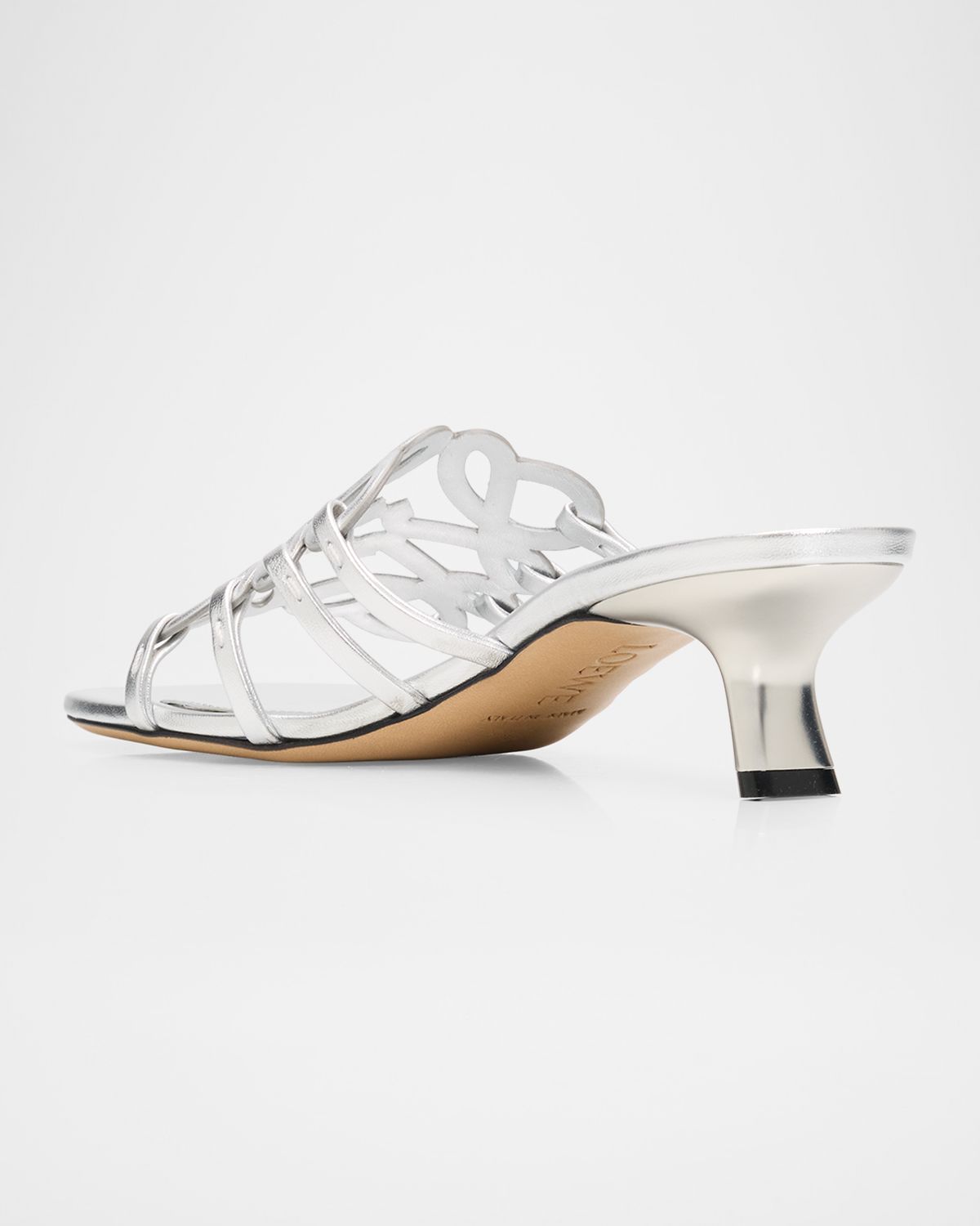 Loewe x Paula 's Ibiza 45mm Petal Anagram Metallic Leather Mule Sandals - Women's Shoes