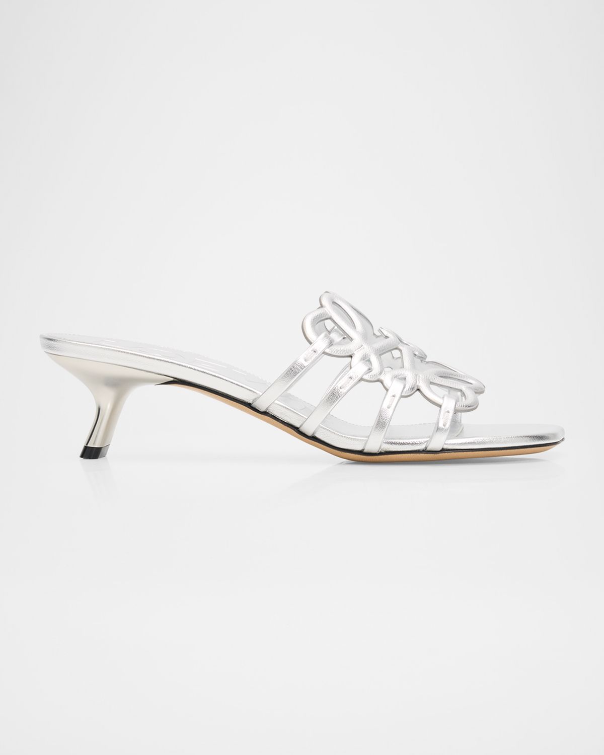 Loewe x Paula 's Ibiza 45mm Petal Anagram Metallic Leather Mule Sandals | Thumbnail 5