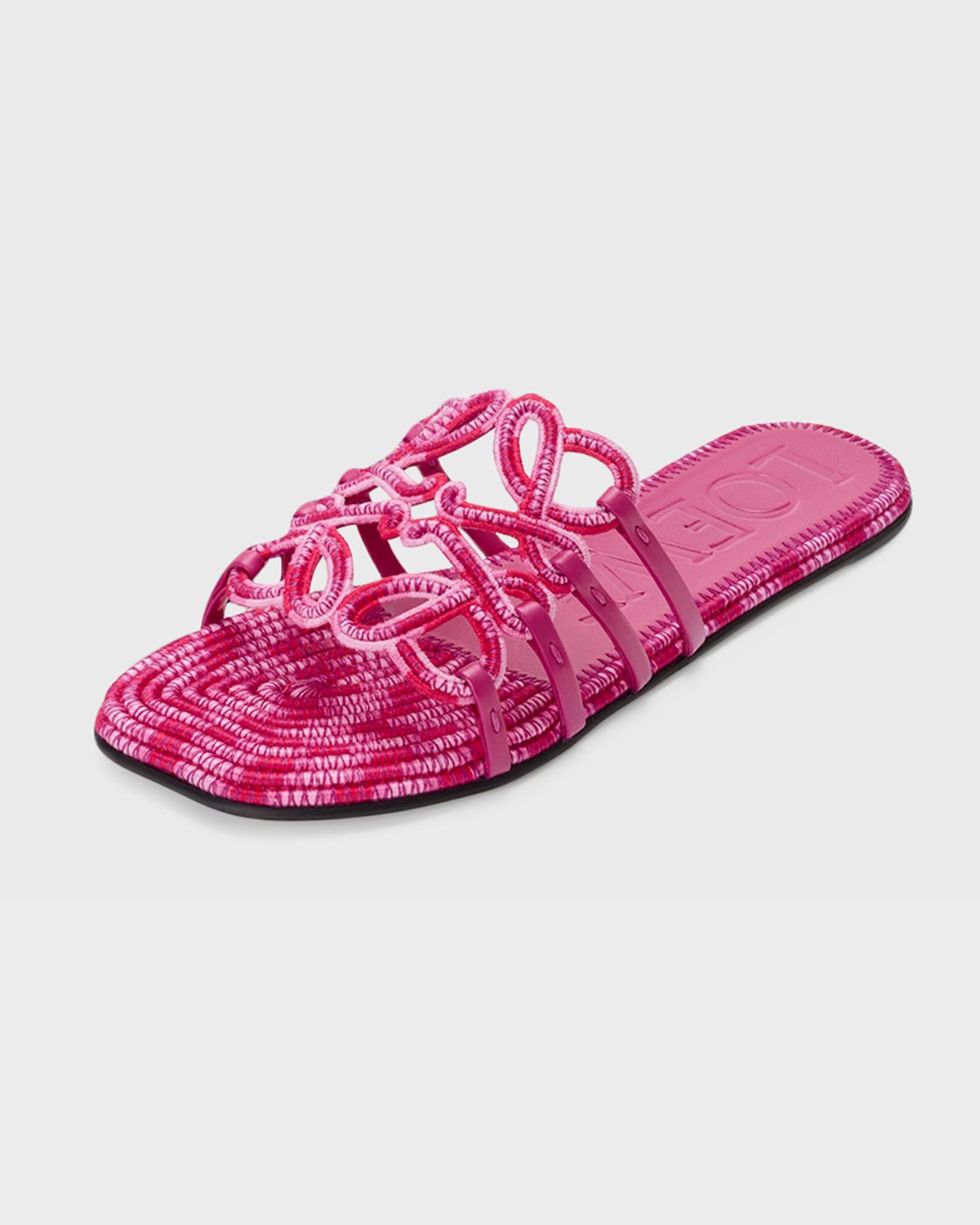 Loewe x Paula 's Ibiza Petal Anagram Crochet Flat Slide Sandals
