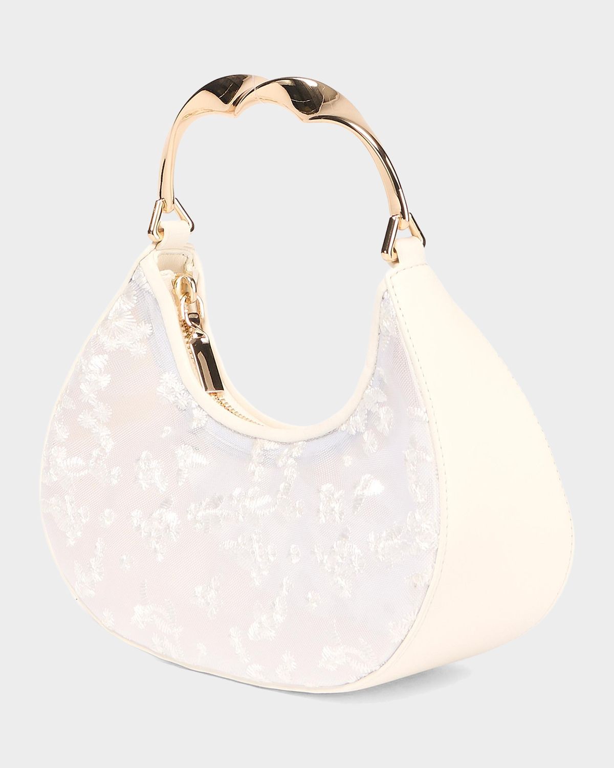 SIMKHAI Nixi Floral-Embroidered Mesh Top-Handle Bag