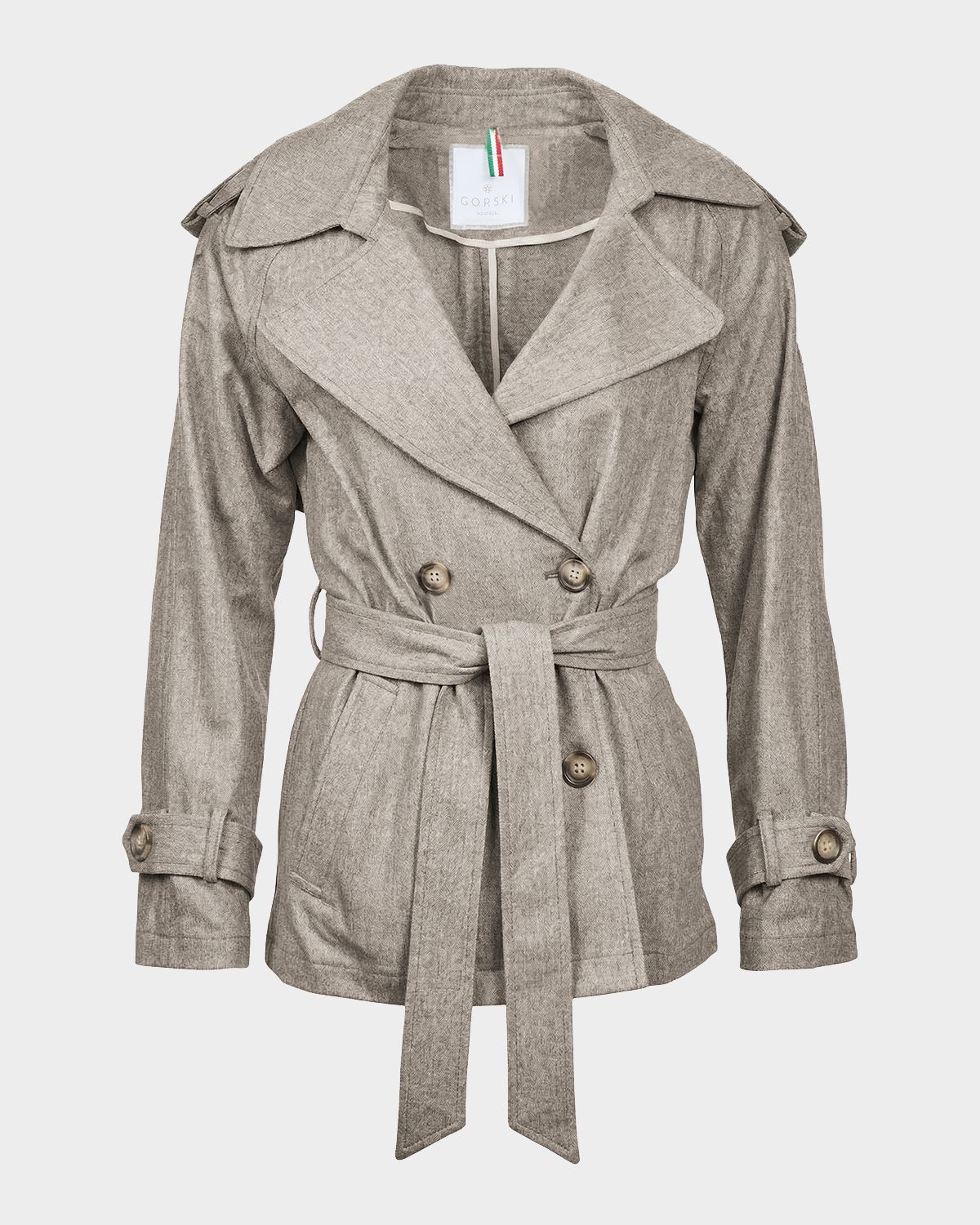 Gorski Cropped Wool Belted Trench Coat