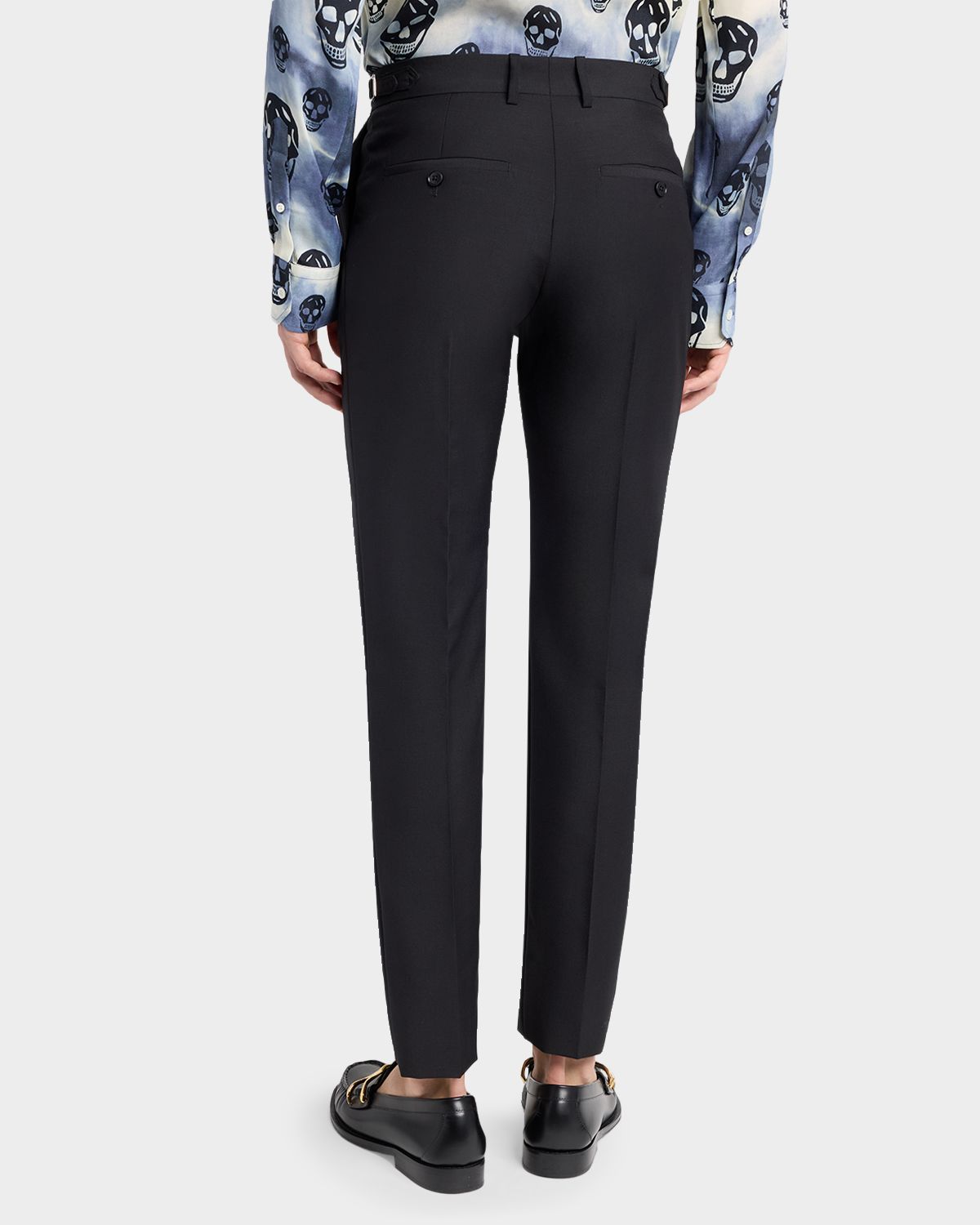 McQueen Men 's Waist-Tab Straight Fit Flat-Front Trousers | Thumbnail 2 McQueen Men 's Waist-Tab Straight Fit Flat-Front Trousers | Thumbnail 2