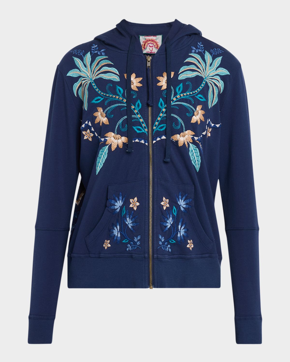 Johnny Was Embroidered Modern Zip-Up Hoodie