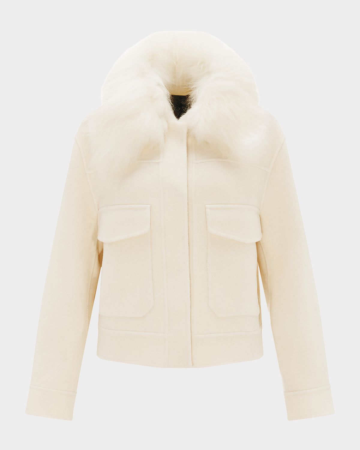 Gorski Cashmere And Wool Jacket With Detachable Goat Shearling Collar