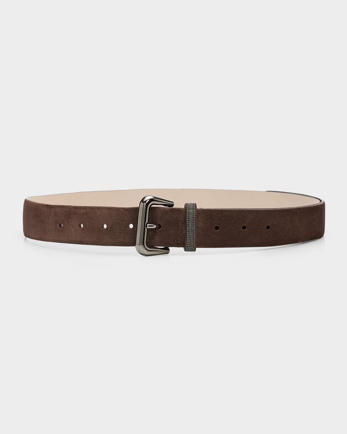 Brunello Cucinelli Monili-Trim Suede Belt