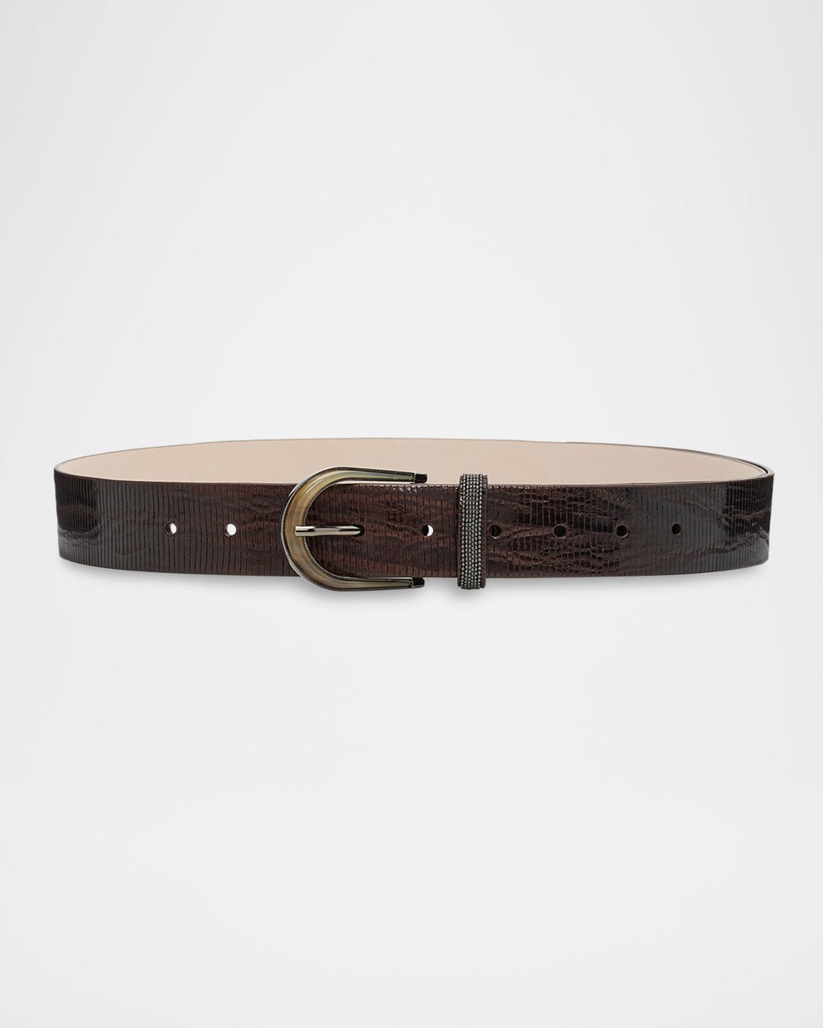 Brunello Cucinelli Lizard-Effect Leather Belt