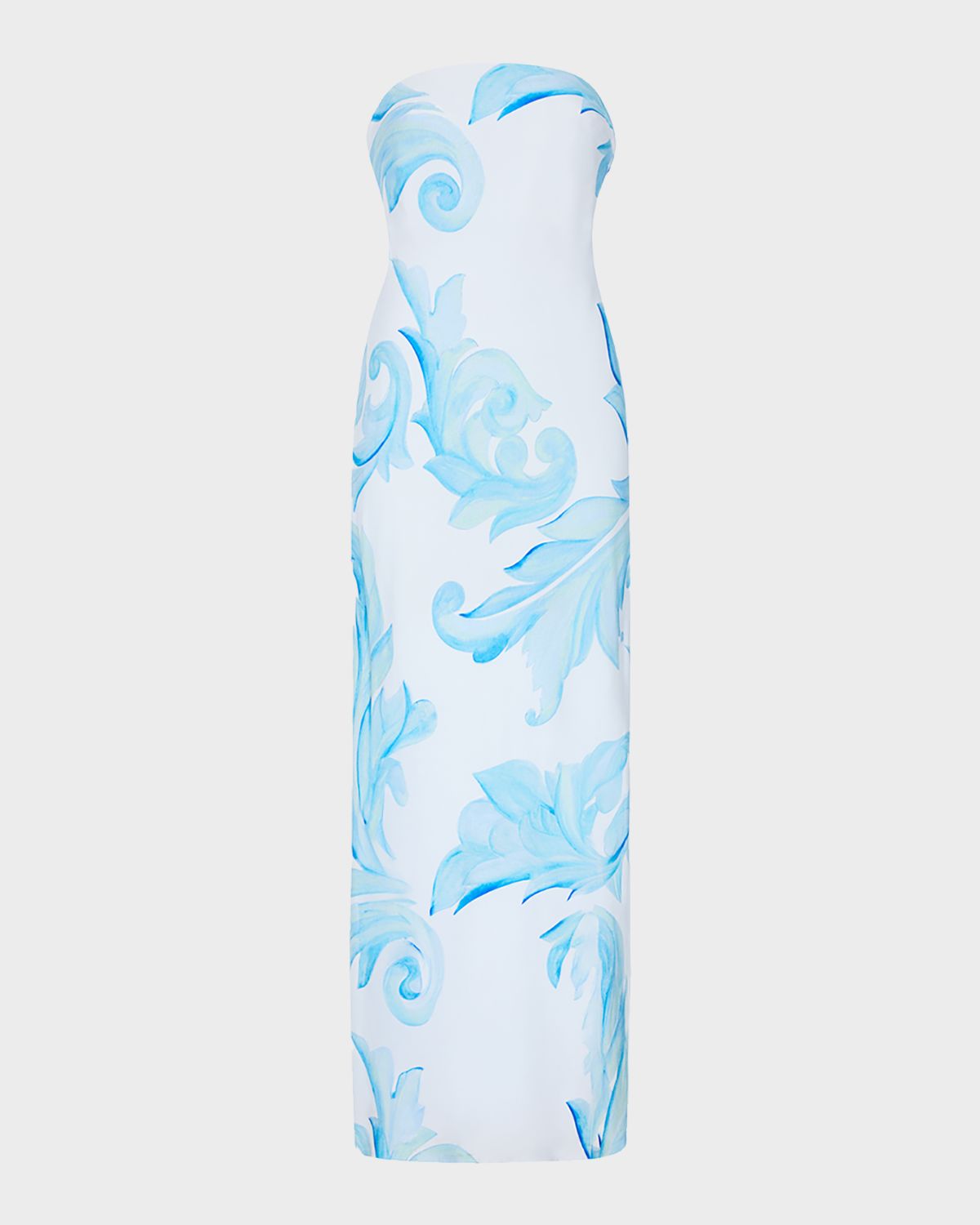 Milly Vera Strapless Scrollwork-Print Column Maxi Dress