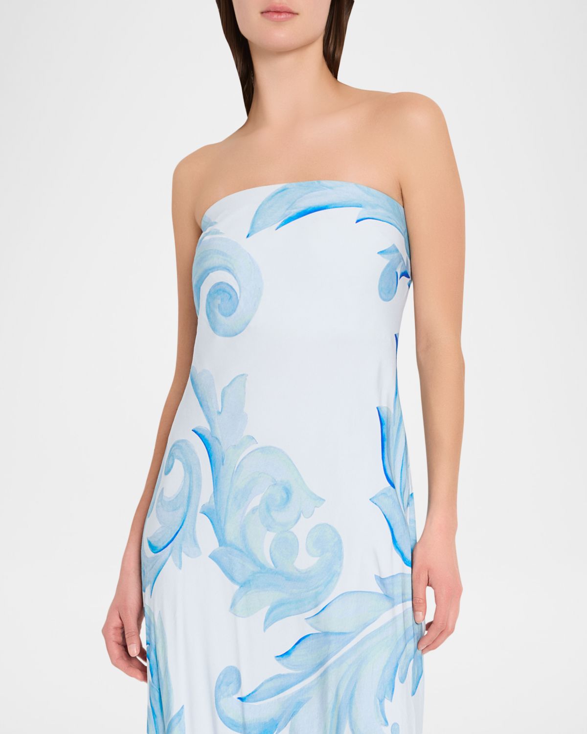 Milly Vera Strapless Scrollwork-Print Column Maxi Dress | Thumbnail 3 Milly Vera Strapless Scrollwork-Print Column Maxi Dress | Thumbnail 3