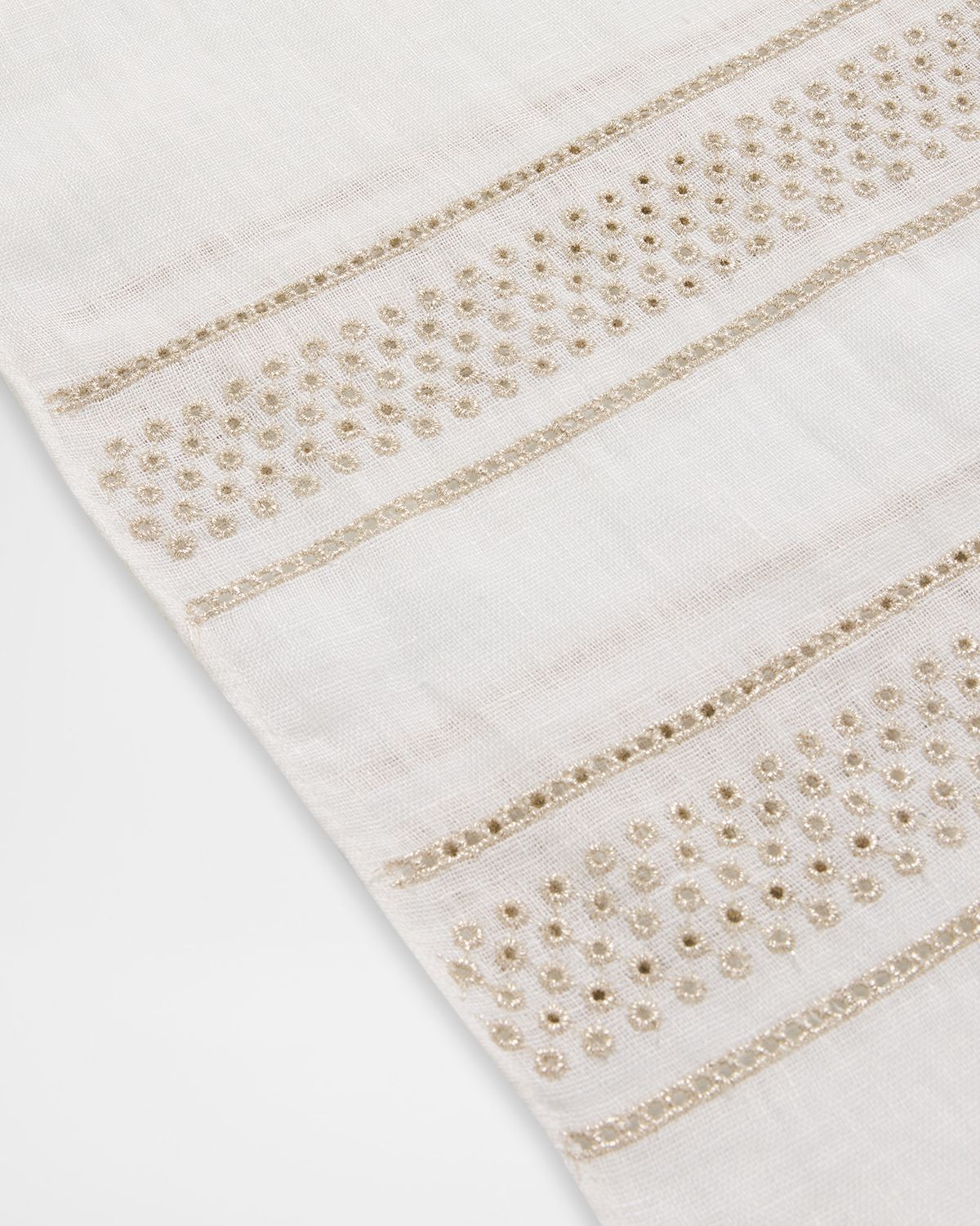 Brunello Cucinelli Embroidered Linen Fringe-Trim Scarf | Thumbnail 4