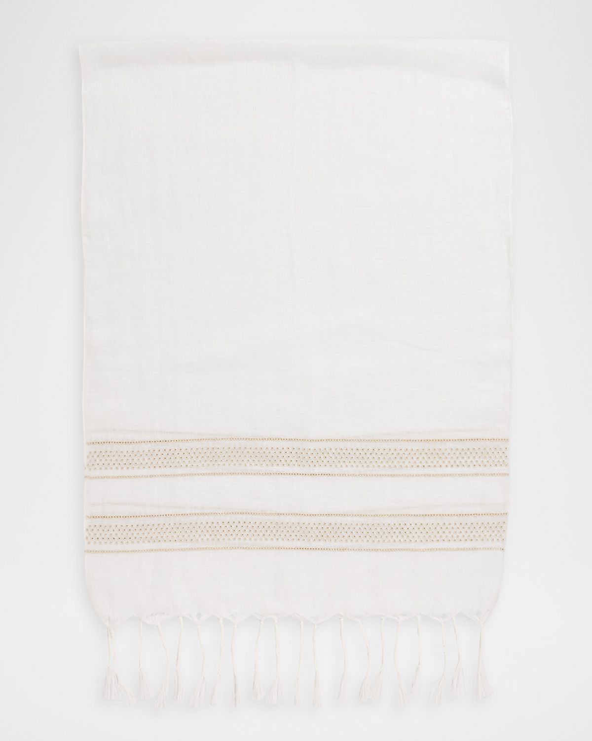 Brunello Cucinelli Embroidered Linen Fringe-Trim Scarf