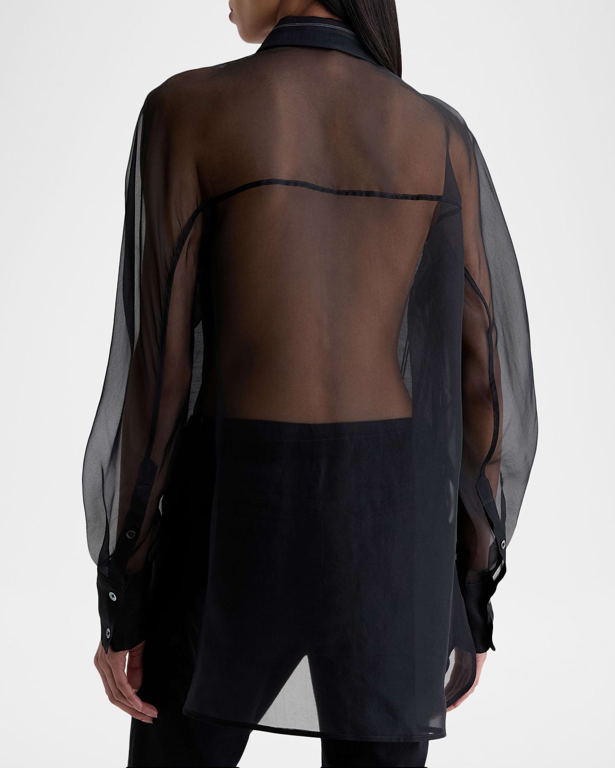 AG Jeans Relaxed-Fit Sheer Pinstripe Shirt | Thumbnail 3 AG Jeans Relaxed-Fit Sheer Pinstripe Shirt | Thumbnail 3