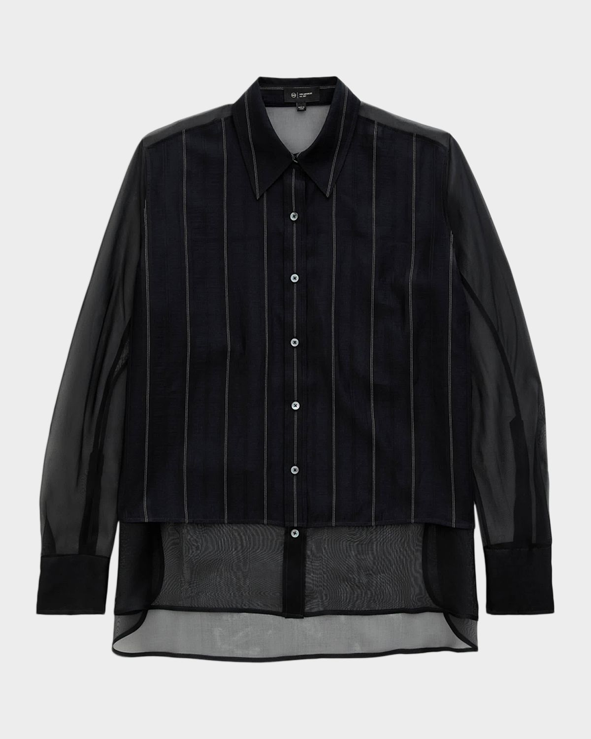 AG Jeans Relaxed-Fit Sheer Pinstripe Shirt