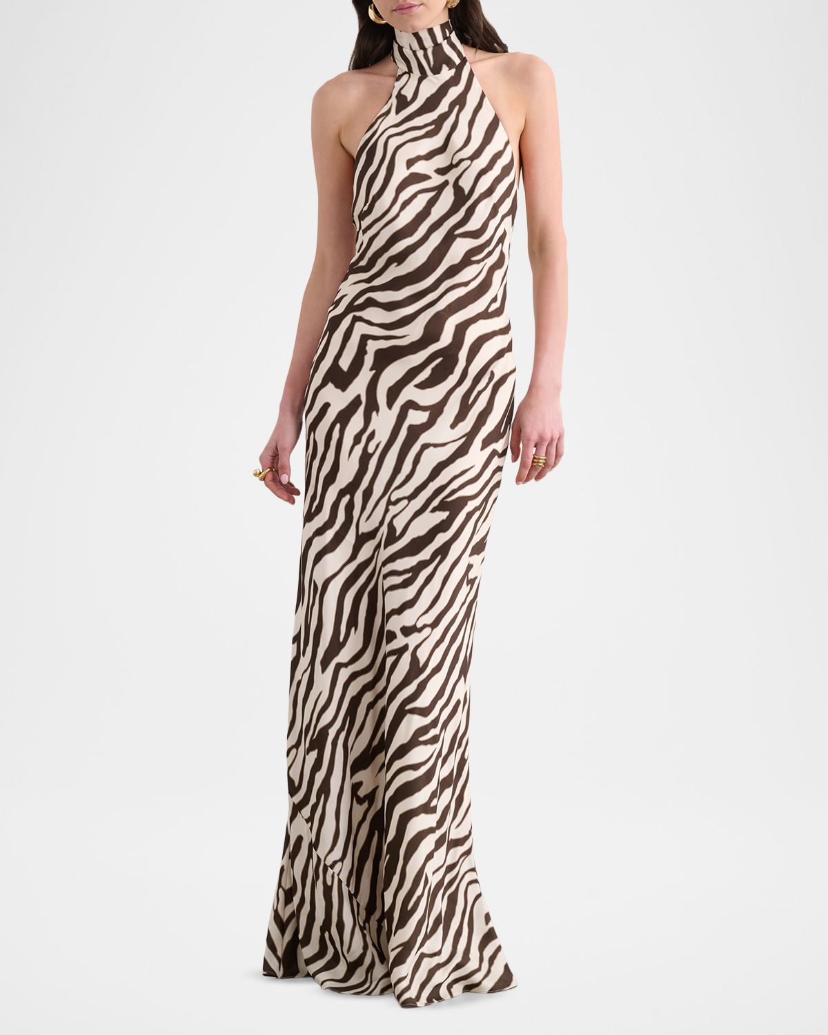 Toccin Alina Zebra Halter Backless Gown