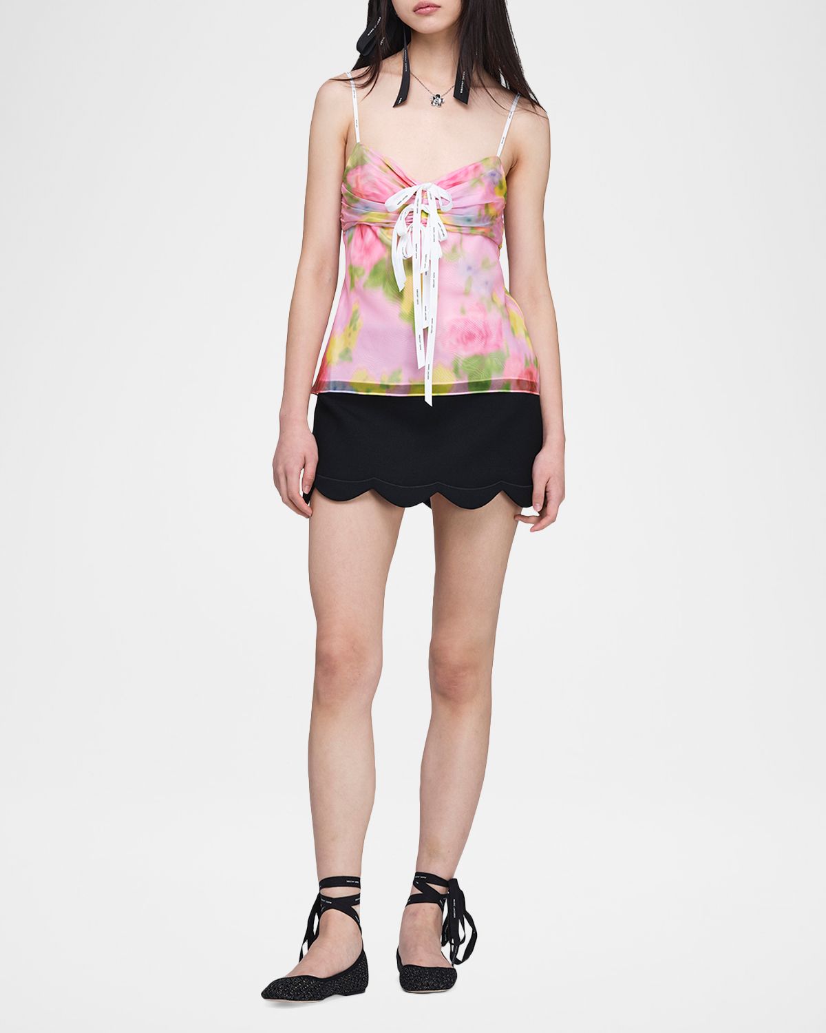 Marc Jacobs Blurred Floral Bow Top