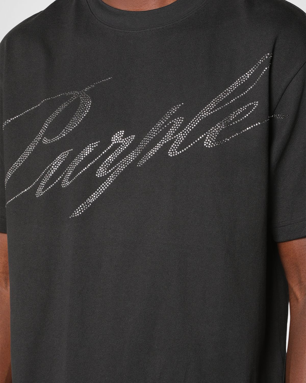 PURPLE Men 's Rhinestone Logo Crewneck T-Shirt | Thumbnail 5 PURPLE Men 's Rhinestone Logo Crewneck T-Shirt | Thumbnail 5
