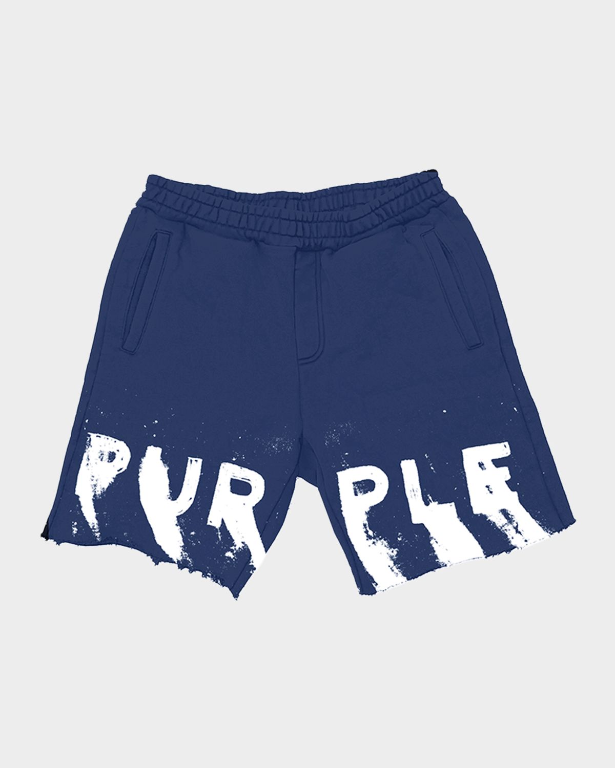 PURPLE Men 's Cotton Fleece Smudge-Logo Shorts