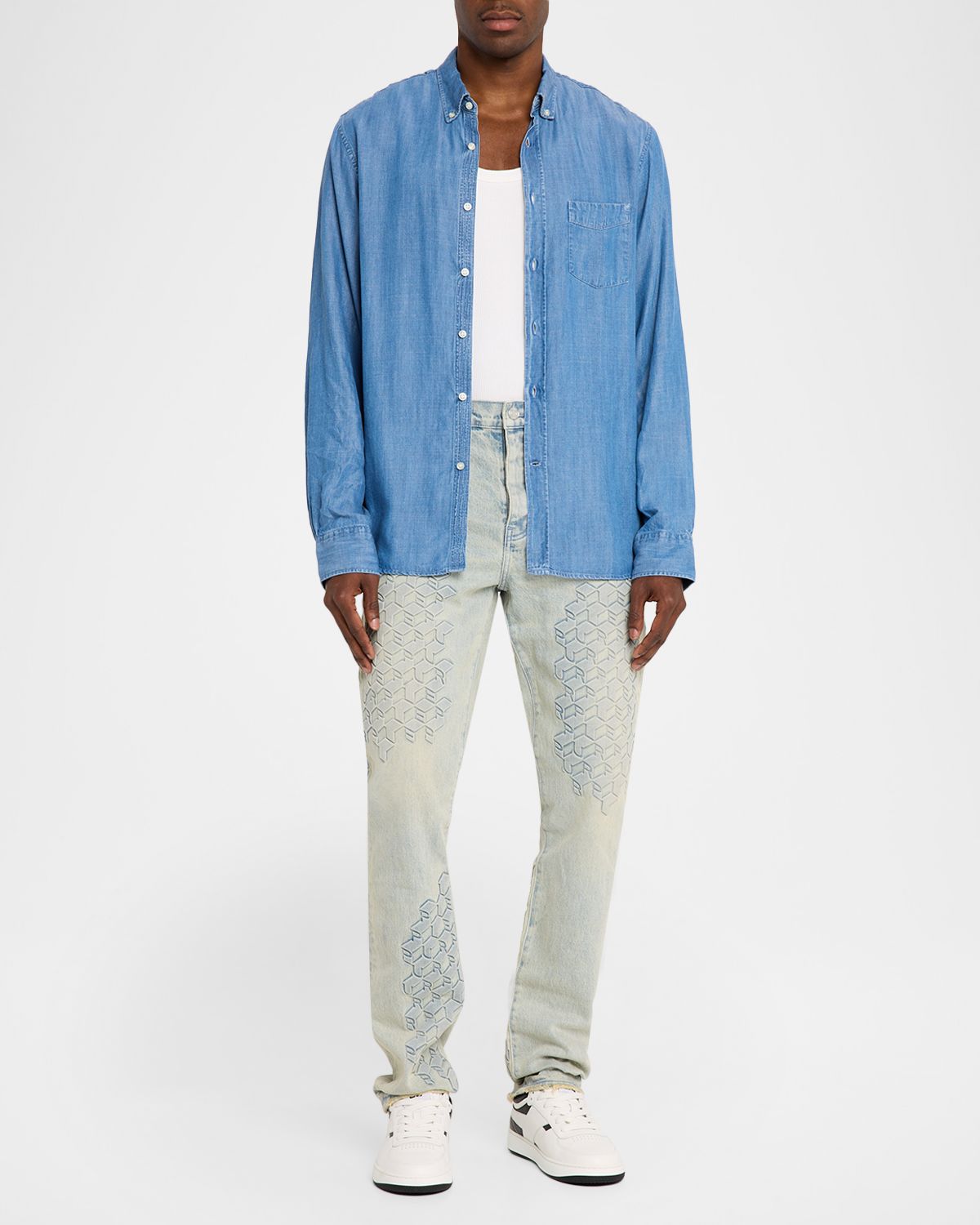 PURPLE Monogram Embossed Slim Straight Jeans | Thumbnail 2 PURPLE Monogram Embossed Slim Straight Jeans | Thumbnail 2