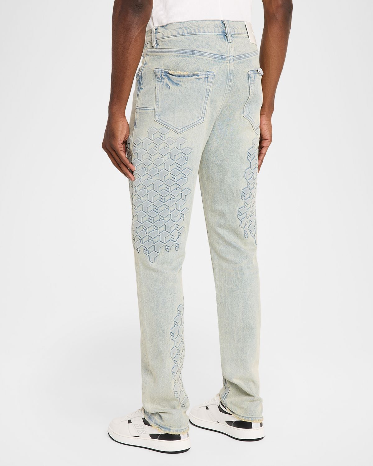 PURPLE Monogram Embossed Slim Straight Jeans | Thumbnail 3 PURPLE Monogram Embossed Slim Straight Jeans | Thumbnail 3