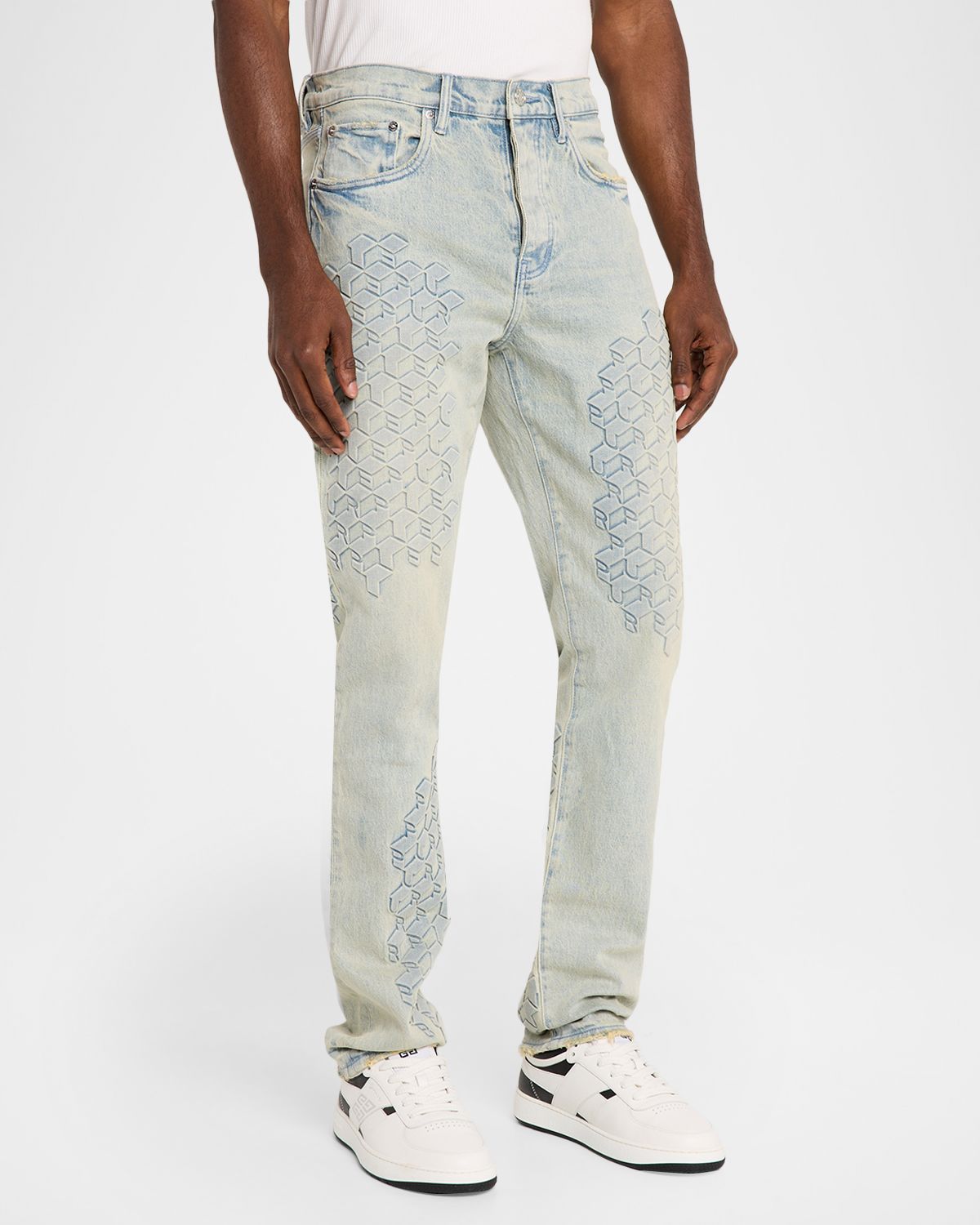 PURPLE Monogram Embossed Slim Straight Jeans | Thumbnail 4 PURPLE Monogram Embossed Slim Straight Jeans | Thumbnail 4