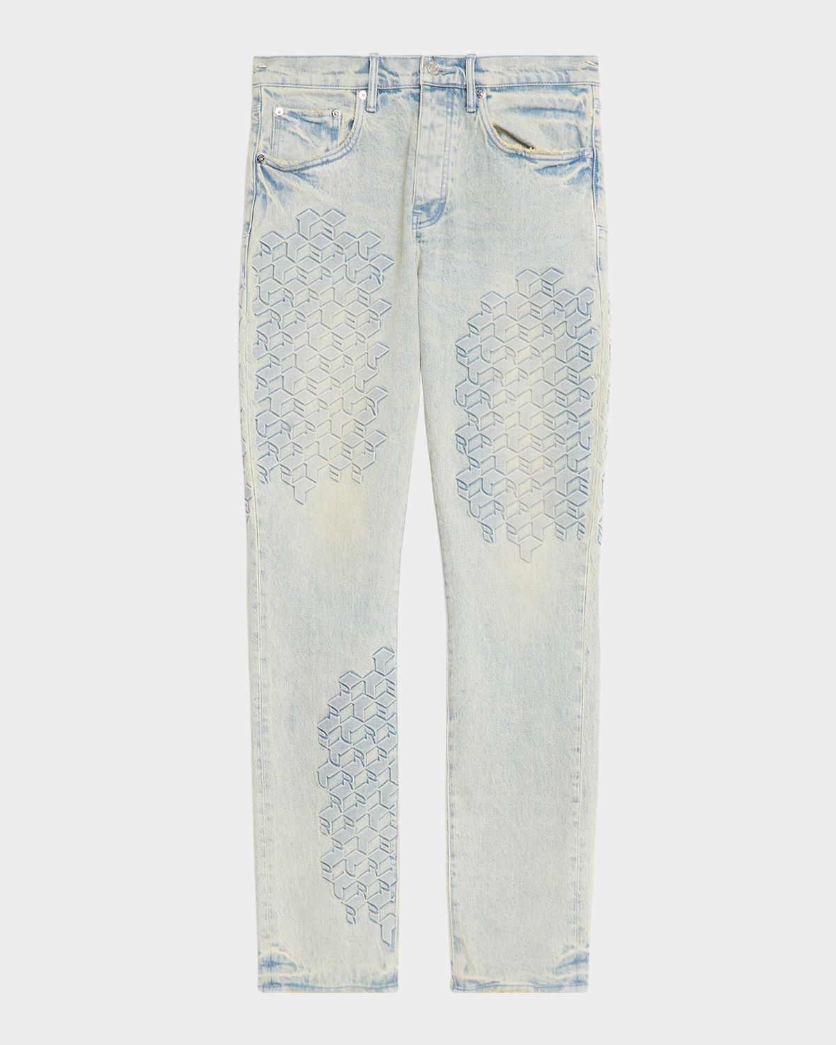 PURPLE Monogram Embossed Slim Straight Jeans - Women's Clothing