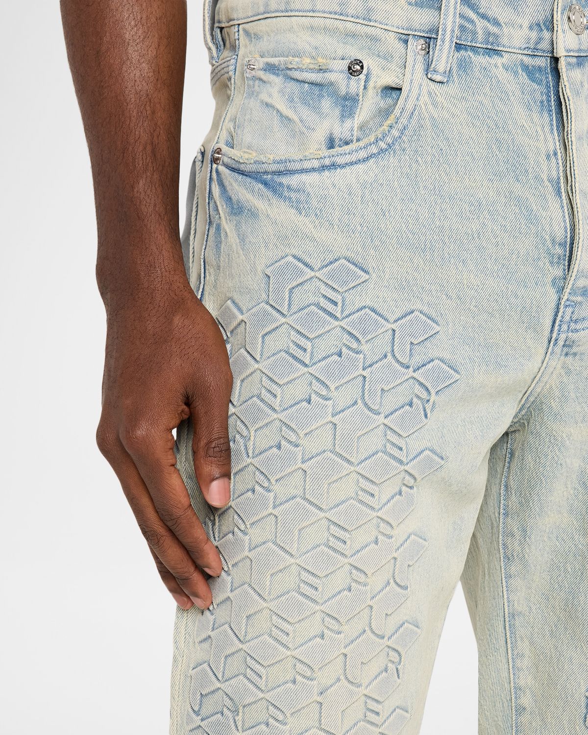 PURPLE Monogram Embossed Slim Straight Jeans | Thumbnail 5 PURPLE Monogram Embossed Slim Straight Jeans | Thumbnail 5