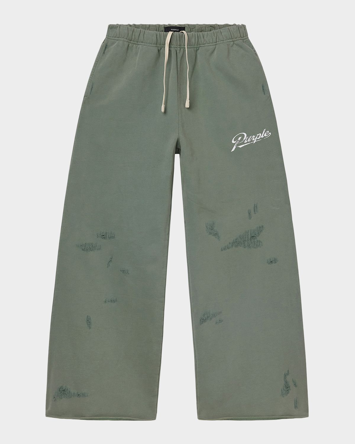 PURPLE Men 's Distressed Cotton Flared Logo Sweatpants