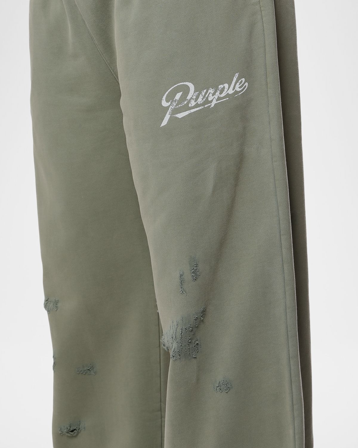 PURPLE Men 's Distressed Cotton Flared Logo Sweatpants | Thumbnail 5