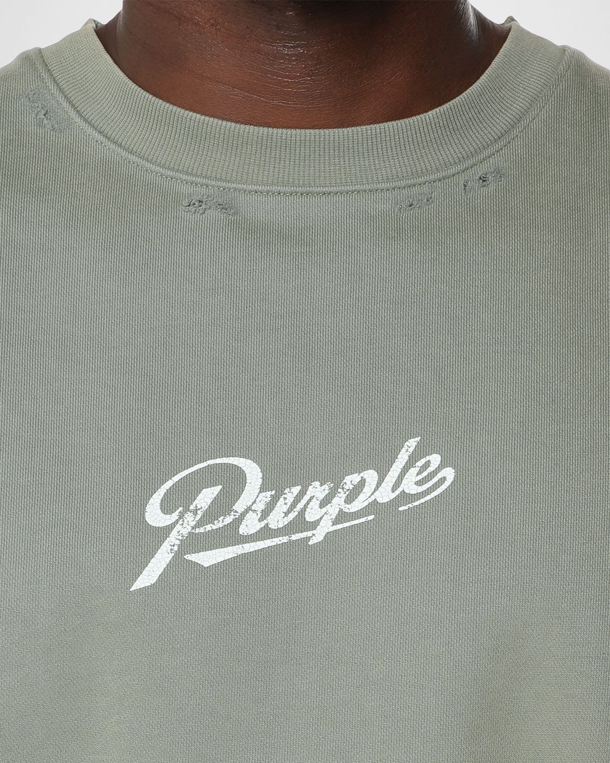 PURPLE Men 's Logo Distressed Fleece Cutoff-Sleeve Sweater | Thumbnail 5 PURPLE Men 's Logo Distressed Fleece Cutoff-Sleeve Sweater | Thumbnail 5