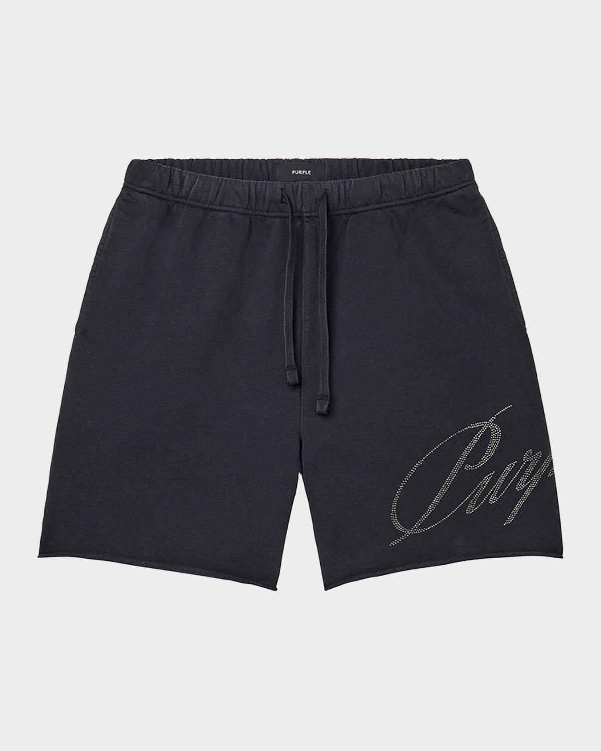 PURPLE Men 's Logo Fleece Raw-Edge Shorts