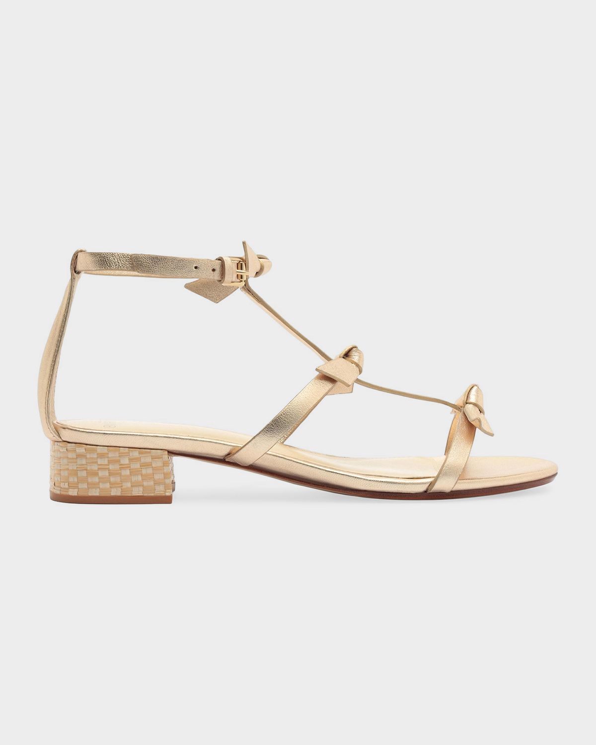 Alexandre Birman Slim Lolita Leather & Raffia Wedge Sandals