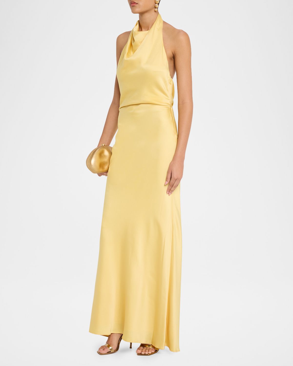 SIMKHAI Reannon Satin Halter Dress | Thumbnail 4 SIMKHAI Reannon Satin Halter Dress | Thumbnail 4