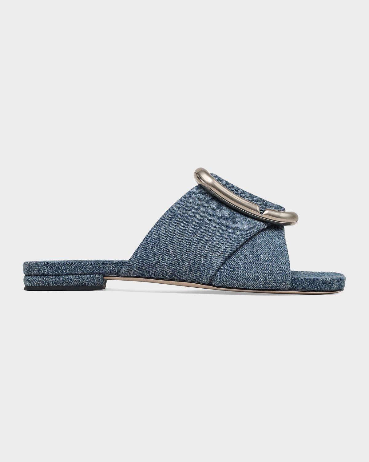 Marc Jacobs The Criss Cross Denim Flat Slide Sandals