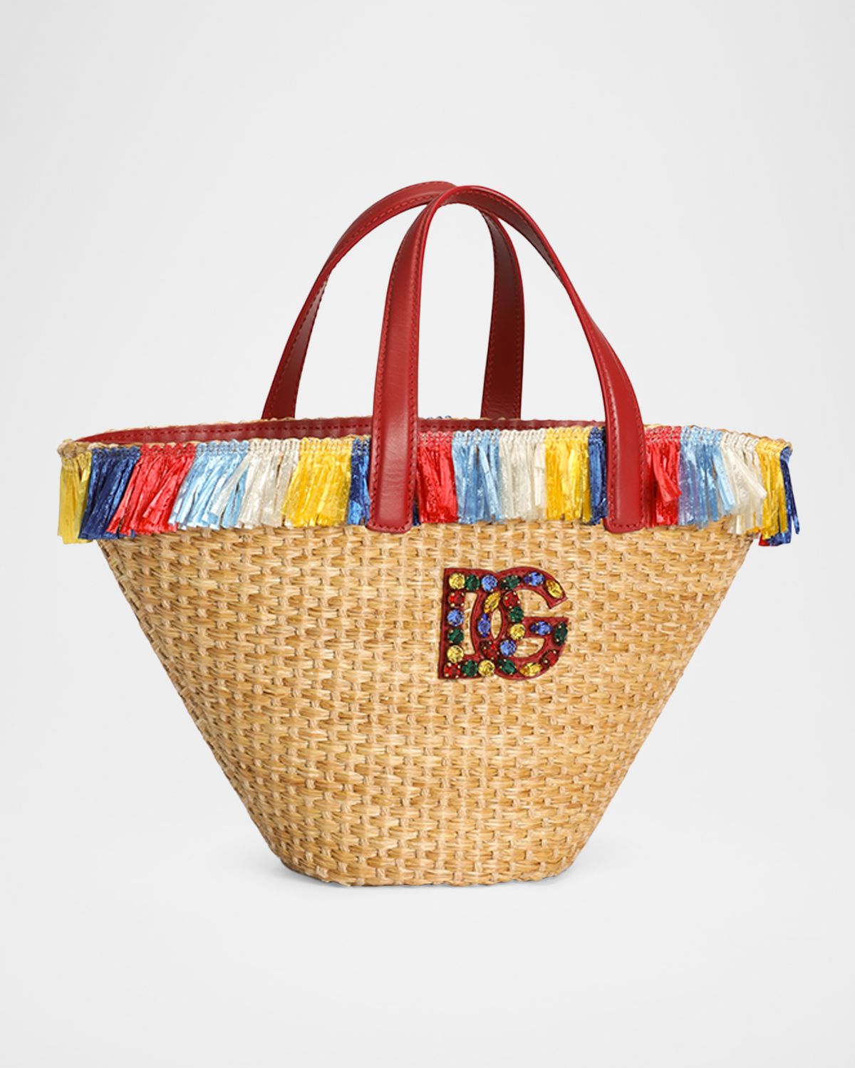 Dolce & Gabbana Kid 's DG Straw Fringed Tote Bag | Thumbnail 3