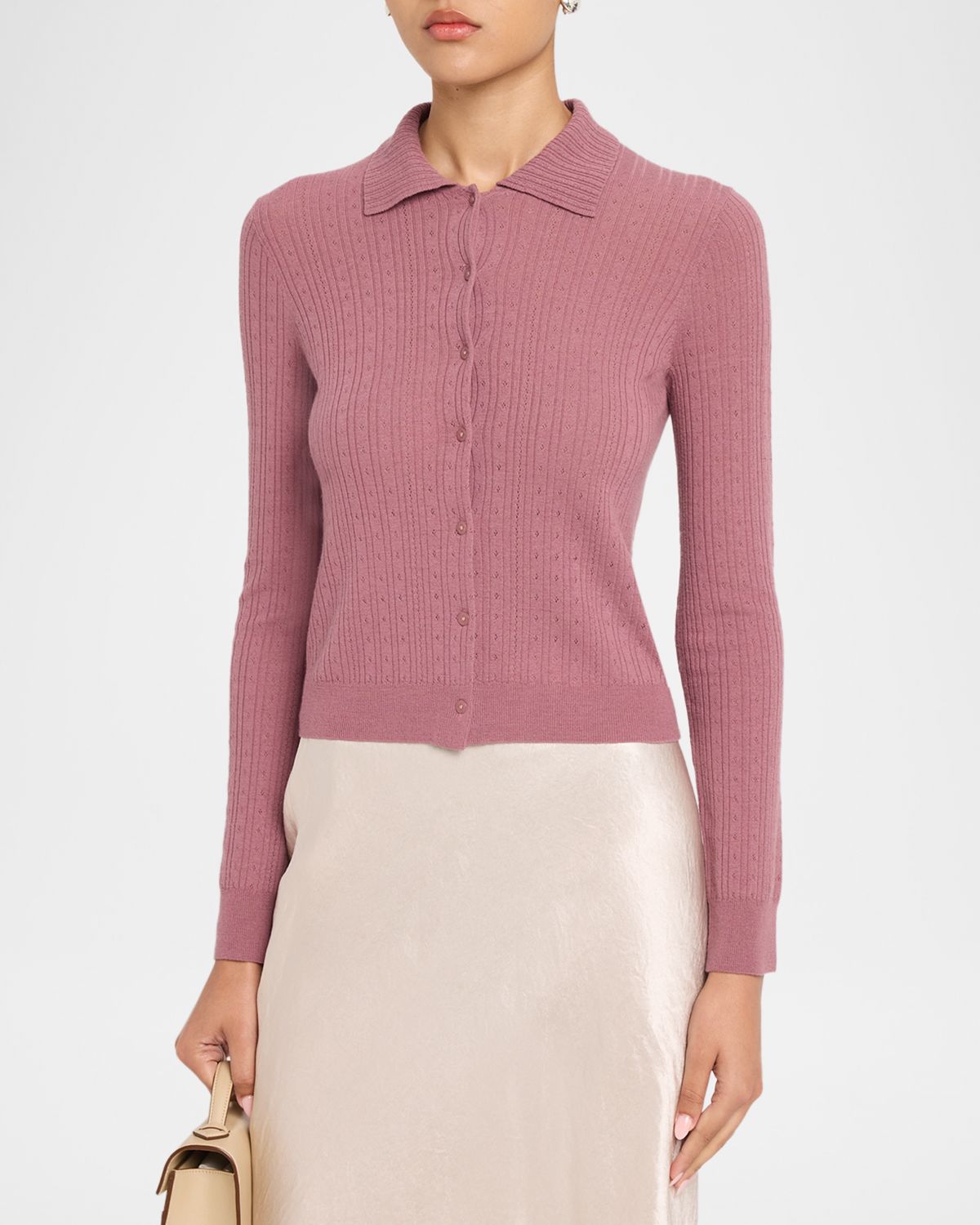 Vince Pointelle Wool Cardigan | Thumbnail 4