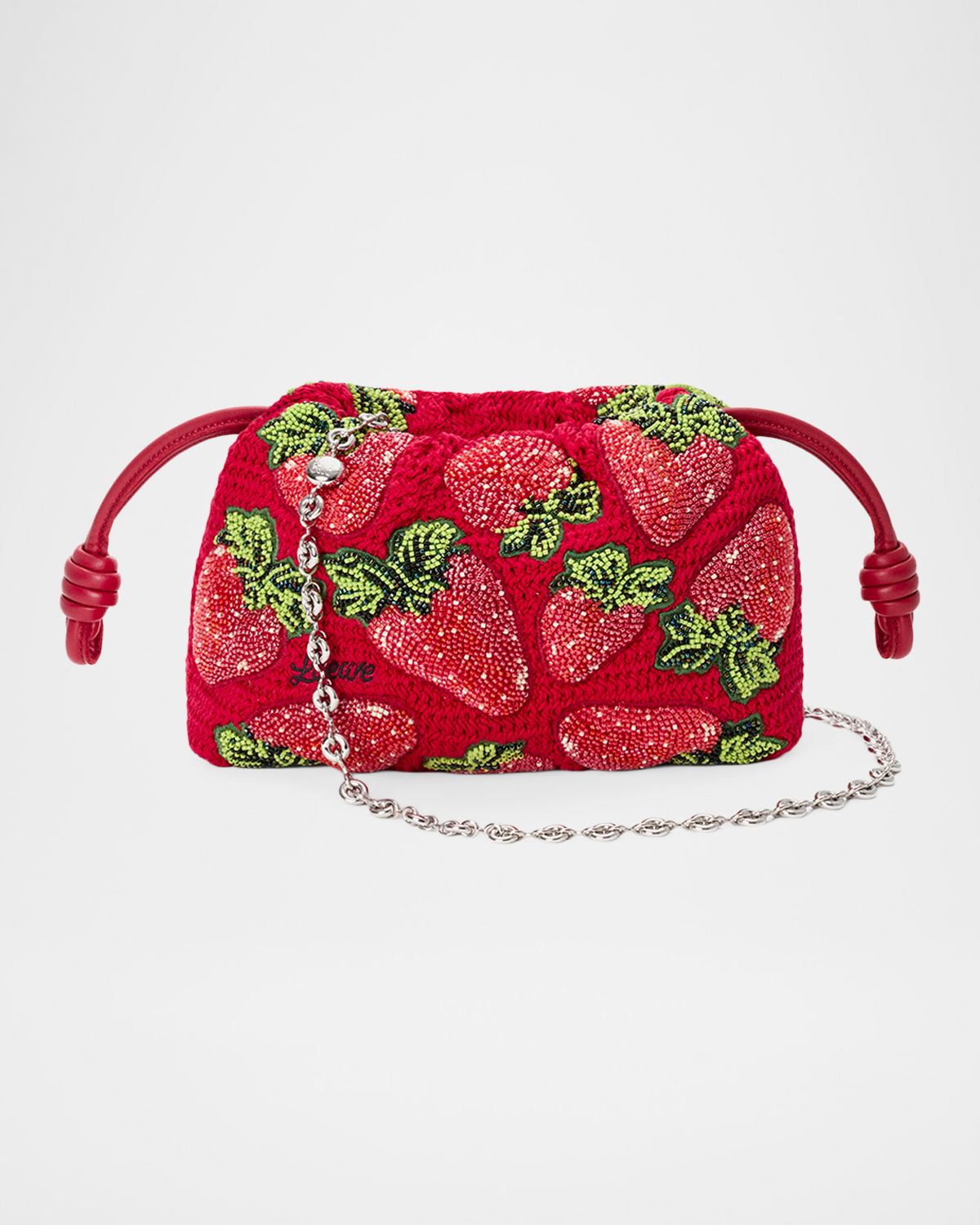Loewe x Paula 's Ibiza Strawberry-Beaded Crochet Clutch Bag