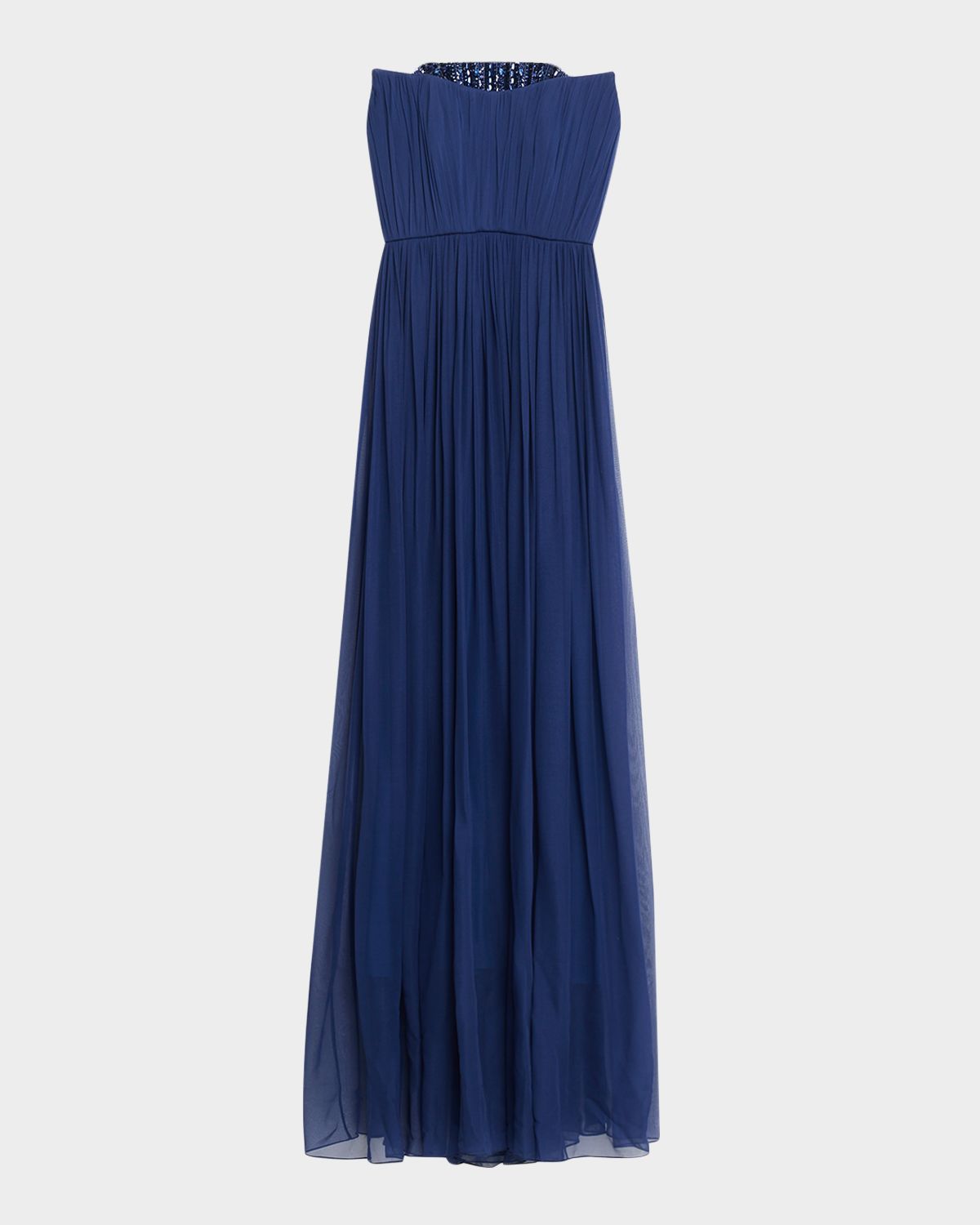Pamella Roland Strapless Crystal Embellished Chiffon Gown