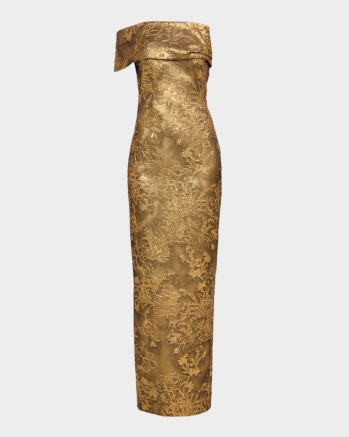 Pamella Roland Asymmetric Off-The-Shoulder Metallic Jacquard Gown | Thumbnail 5 Pamella Roland Asymmetric Off-The-Shoulder Metallic Jacquard Gown | Thumbnail 5