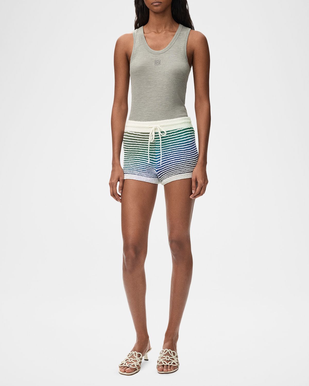 Loewe x Paula 's Ibiza Stretch Cotton Striped Knit Shorts