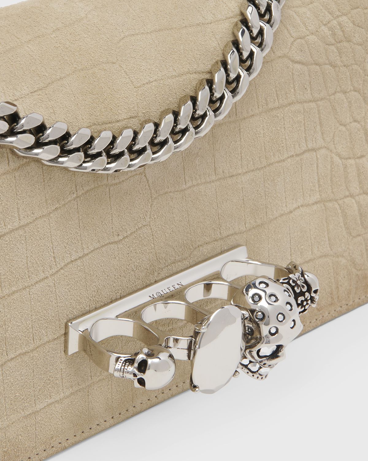 McQueen Jewelled Croc-Embossed Suede Top-Handle Bag | Thumbnail 5 McQueen Jewelled Croc-Embossed Suede Top-Handle Bag | Thumbnail 5