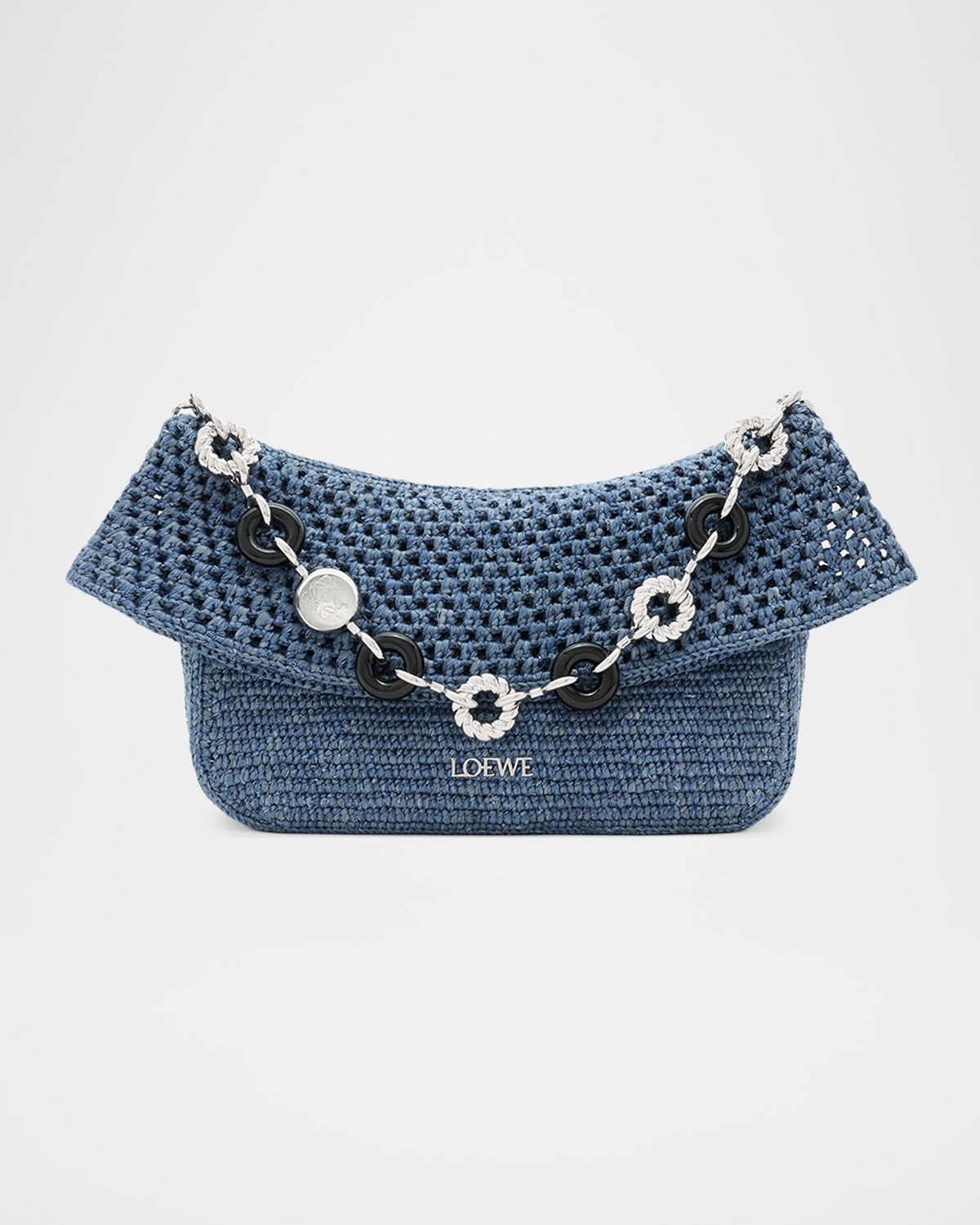 Loewe x Paula 's Ibiza Ola Medium Bag in Denim-Effect Raffia