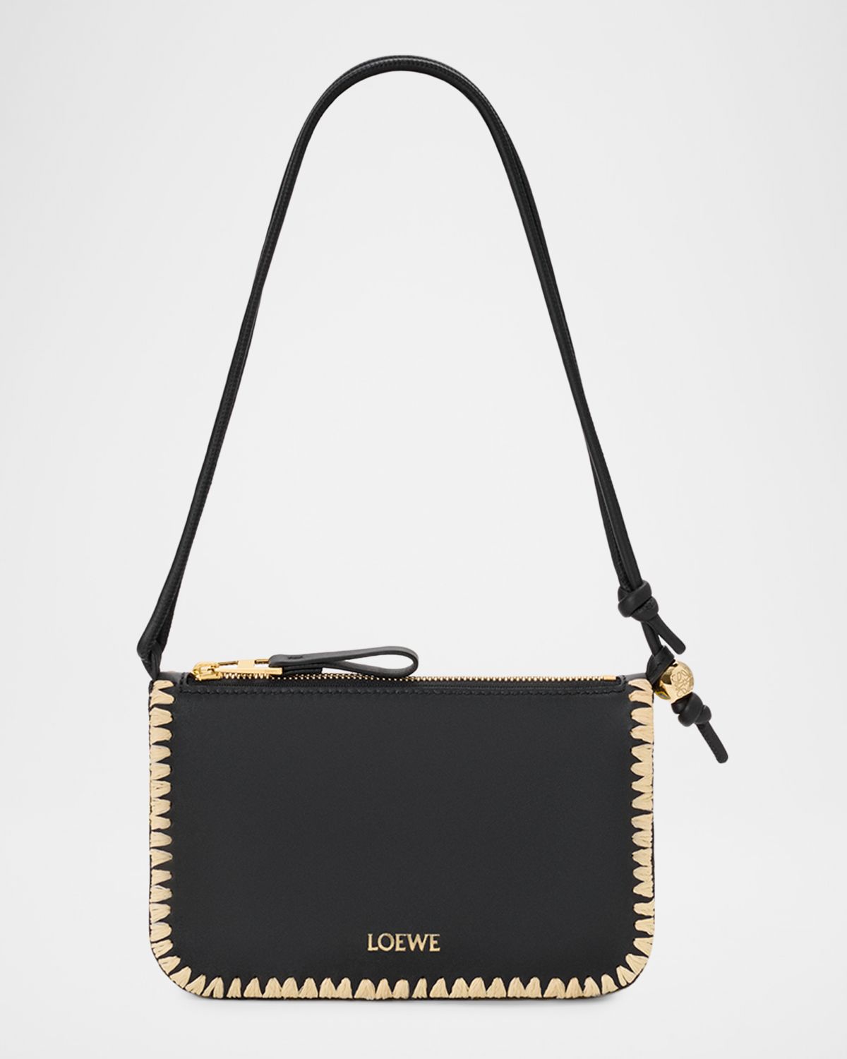 Loewe x Paula 's Ibiza Rio Leather & Striped Raffia Shoulder Bag