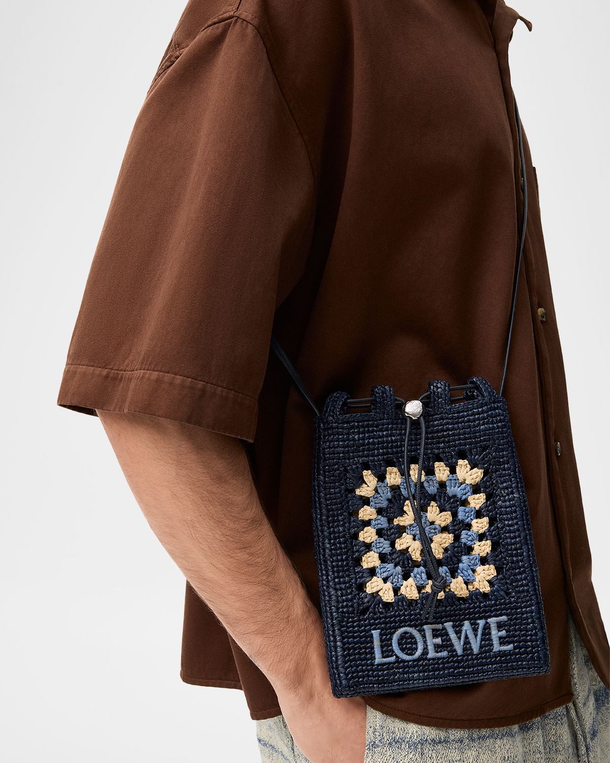 Loewe x Paula 's Ibiza Crochet Raffia Pocket Crossbody Bag