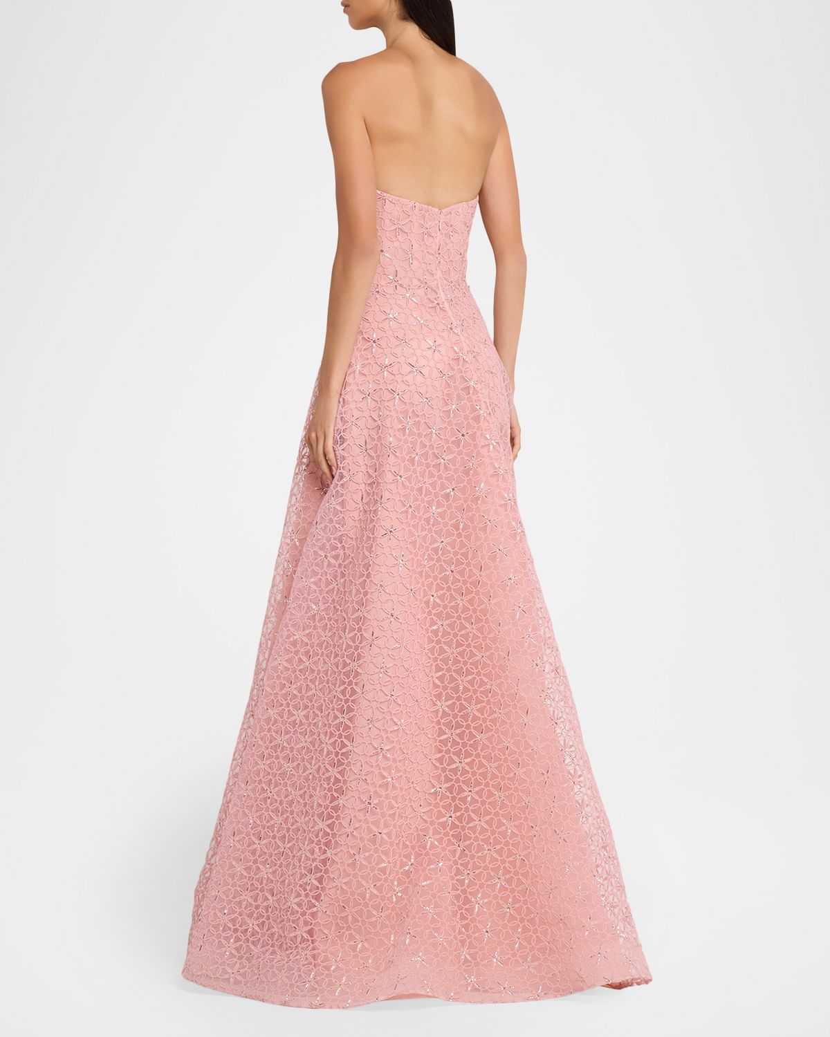 Naeem Khan Floral Cording Strapless A-Line Gown | Thumbnail 3