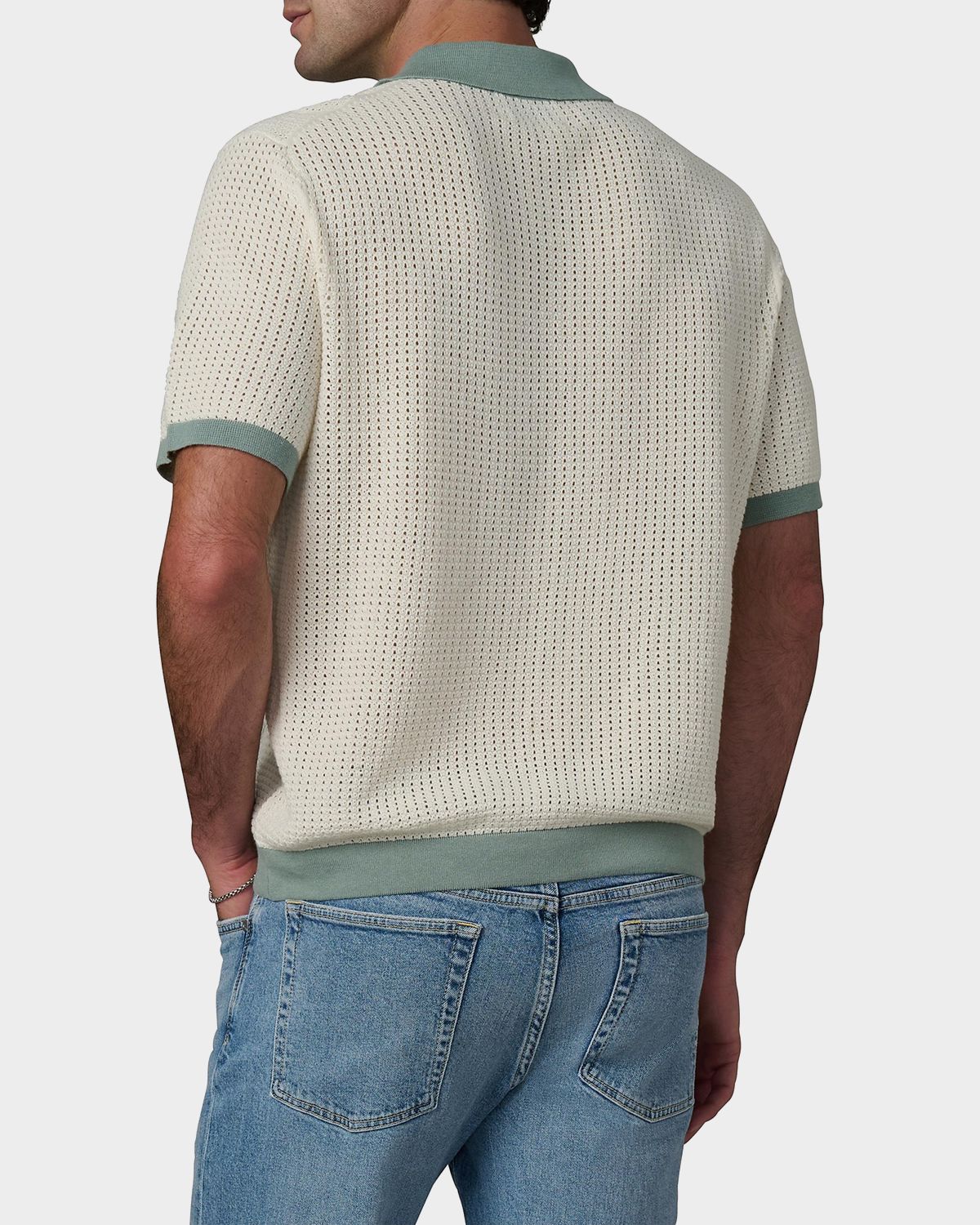 Joe 's Jeans Men 's Contrast-Trim Cotton and Linen Crochet Short-Sleeve Shirt | Thumbnail 3 Joe 's Jeans Men 's Contrast-Trim Cotton and Linen Crochet Short-Sleeve Shirt | Thumbnail 3