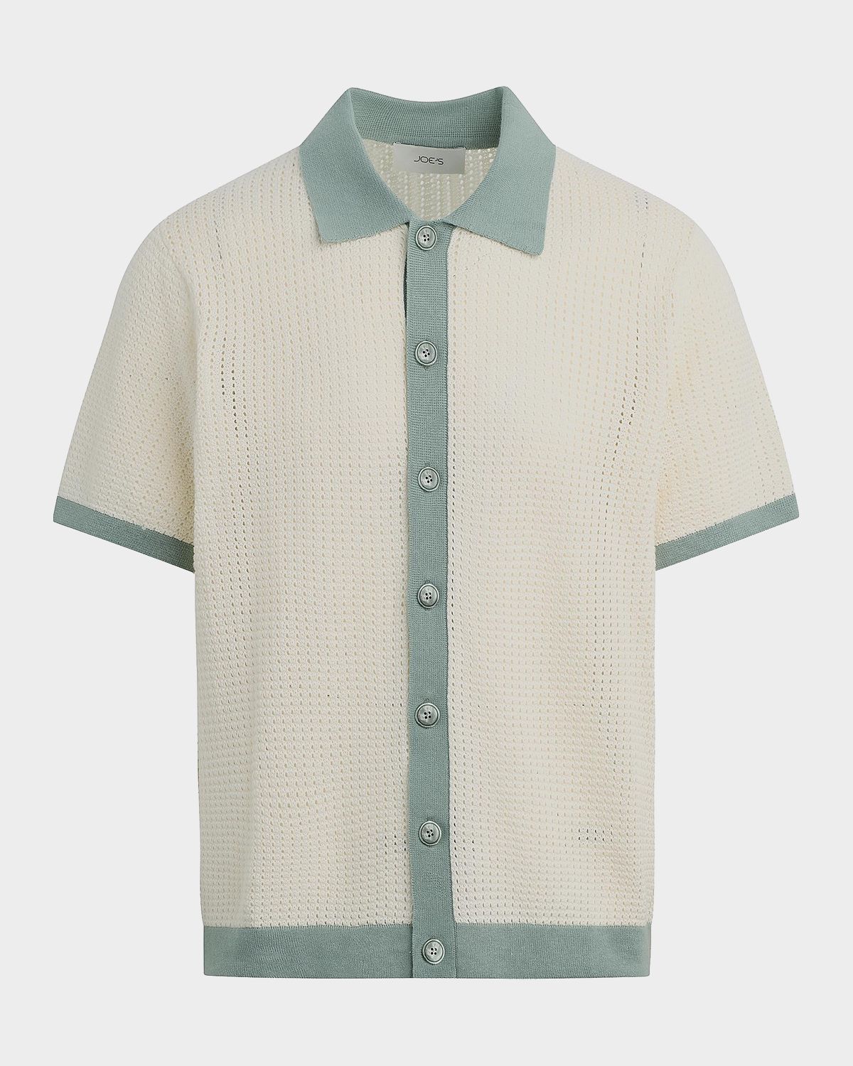 Joe 's Jeans Men 's Contrast-Trim Cotton and Linen Crochet Short-Sleeve Shirt