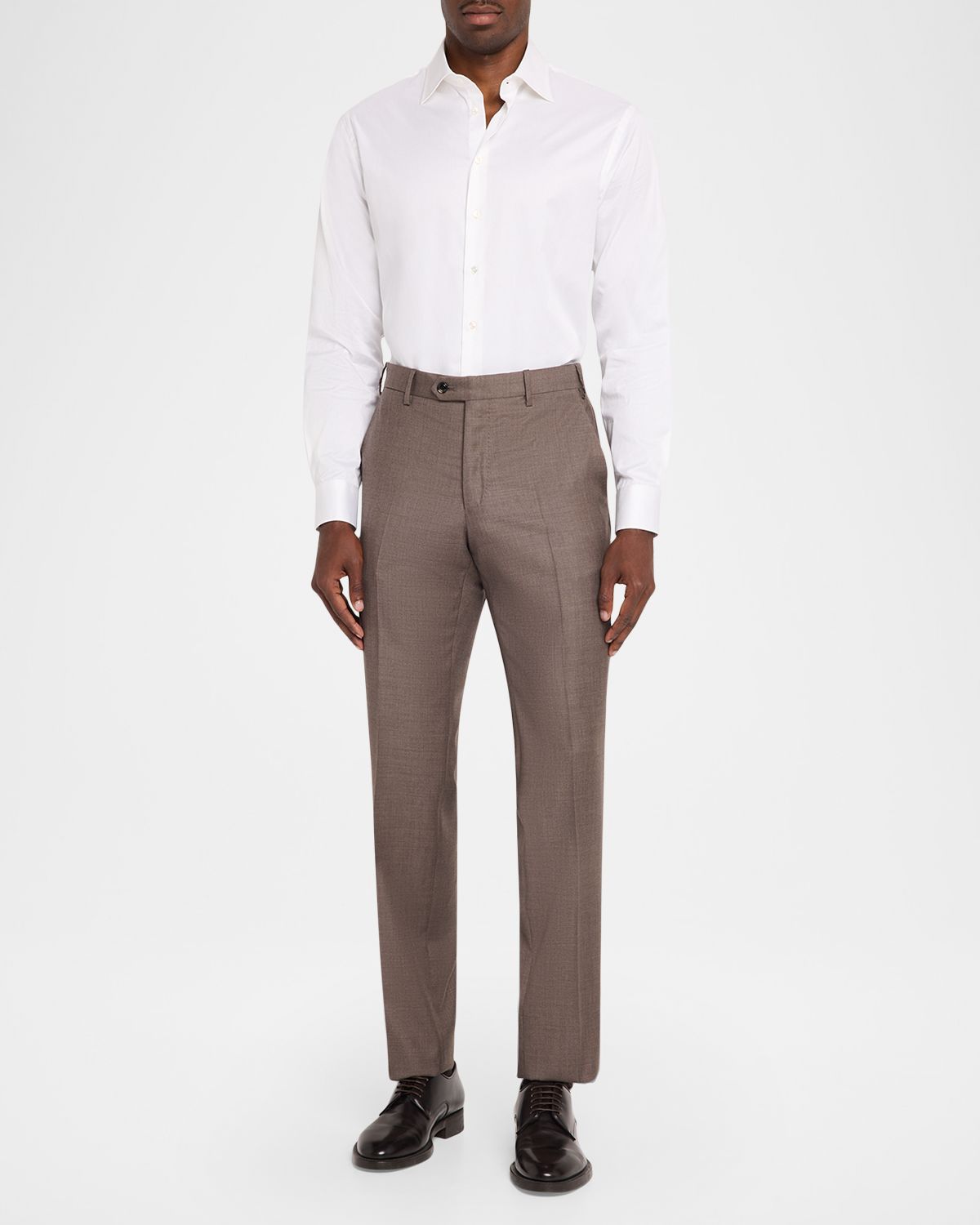 Giorgio Armani Men 's Sharkskin Wool Flat-Front Trousers | Thumbnail 4 Giorgio Armani Men 's Sharkskin Wool Flat-Front Trousers | Thumbnail 4
